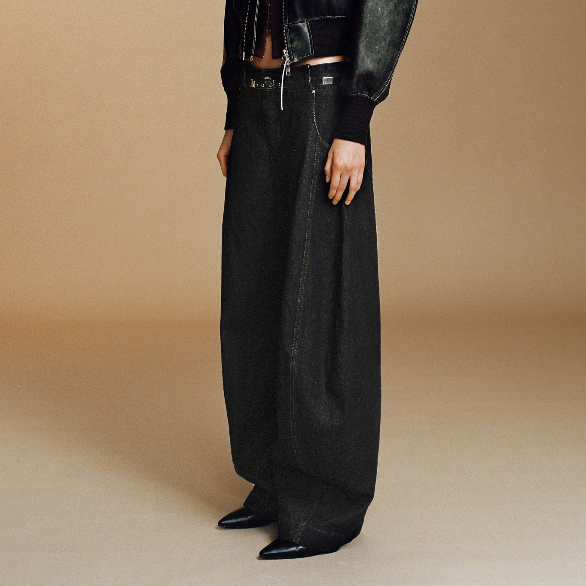 OPICLOTH Curved Panel Oversized Raw Jeans-Jeans-XS-Free Shipping Leatheretro