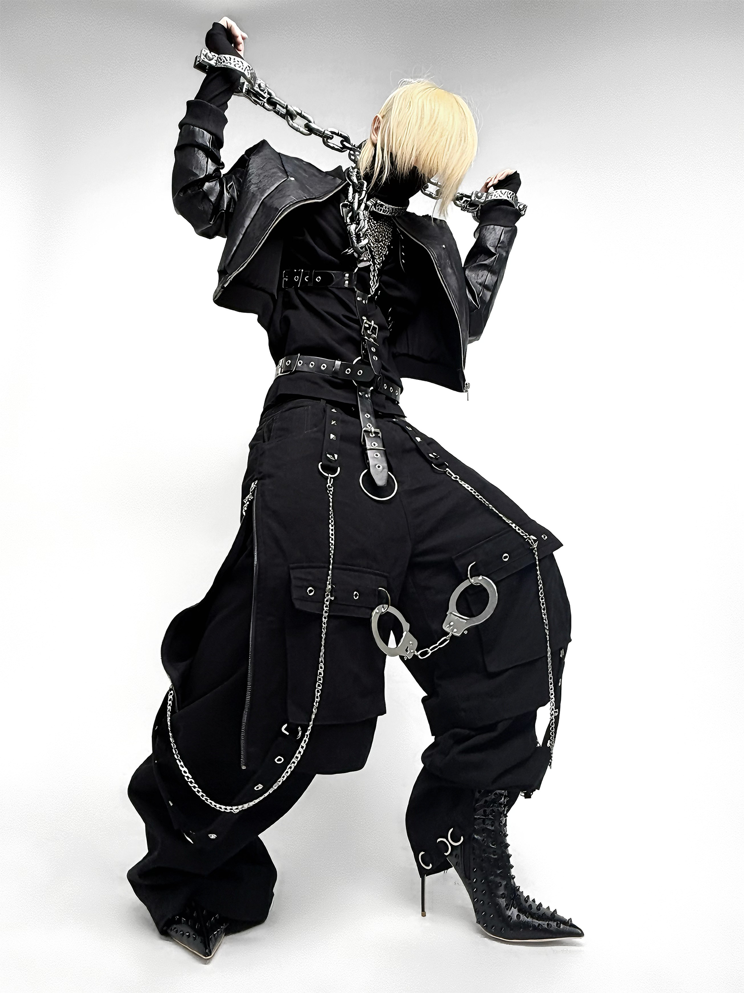 TH4SWE Punk Chain-Strap Cargo Pants-Pants-XS-Free Shipping Leatheretro