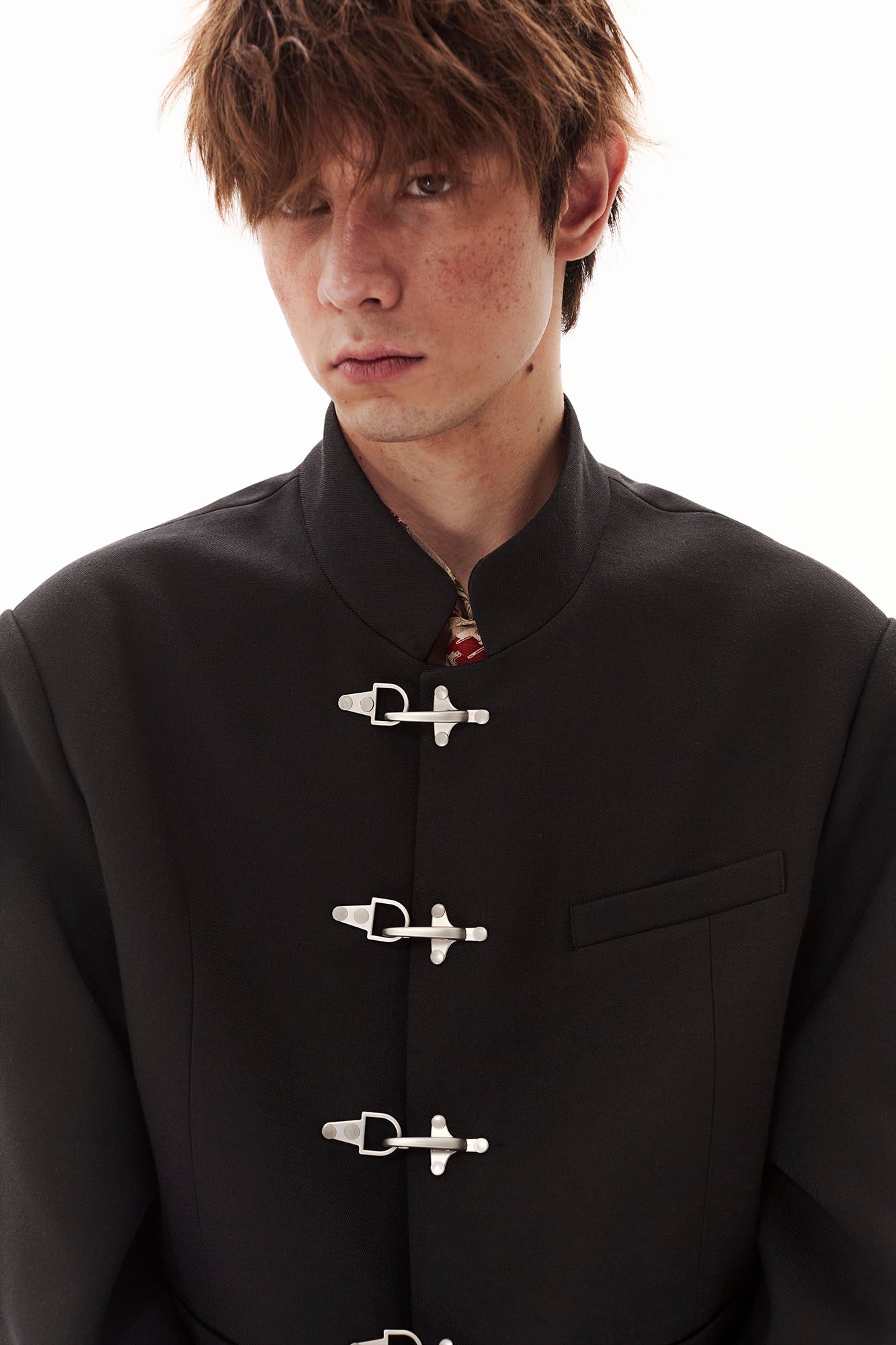 PASET Frog Buckle Stand Collar Jacket-Jacket-S-Free Shipping Leatheretro
