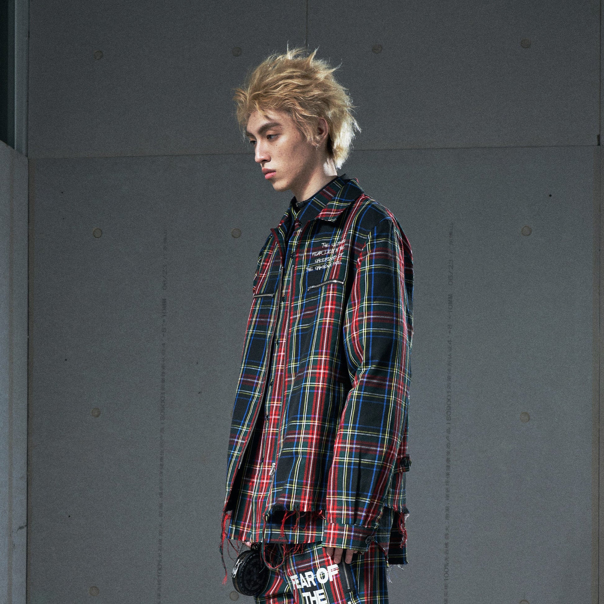 VENTUREK Punk Frayed Plaid Embroidered Jacket-Jacket-S-Free Shipping Leatheretro