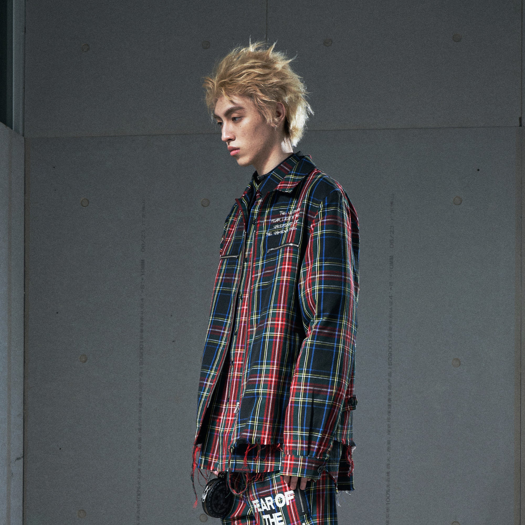VENTUREK Punk Frayed Plaid Embroidered Jacket-Jacket-S-Free Shipping Leatheretro