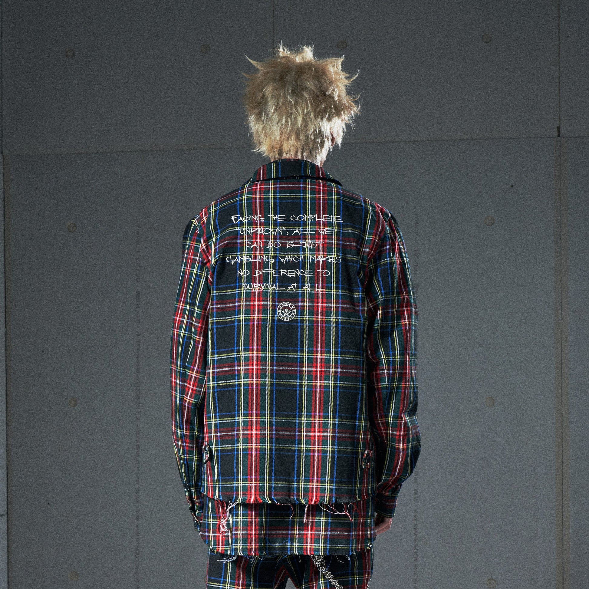 VENTUREK Punk Frayed Plaid Embroidered Jacket-Jacket-S-Free Shipping Leatheretro