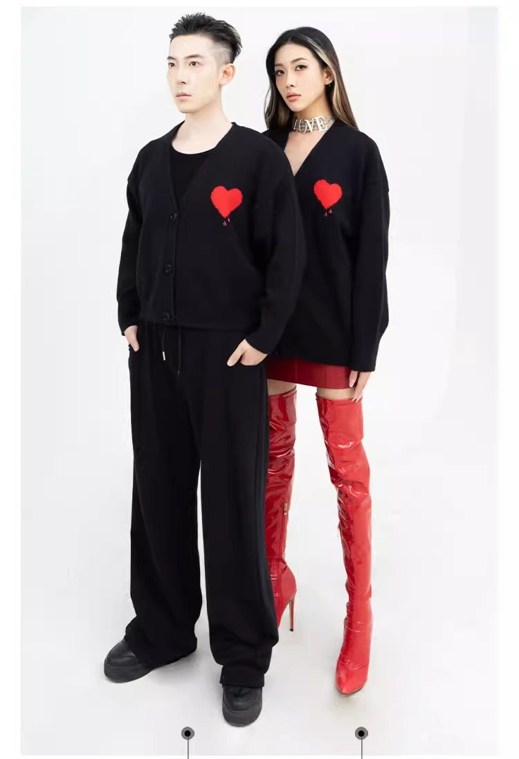 CLP Butterfly Love Beaded Cardigan - Oversized Knit Sweater-Black-Short- Three Buttons-Free Shipping Leatheretro