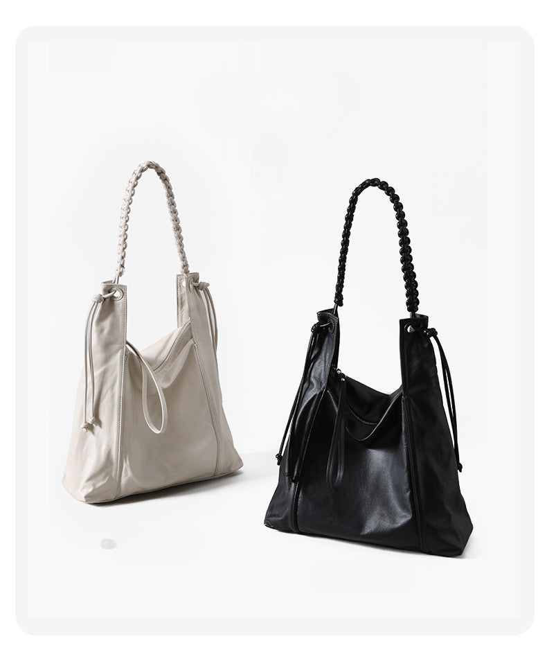Vintage Minimalist Design Genuine Leather Spacious Capacity for Women-Handbags-A-Free Shipping Leatheretro