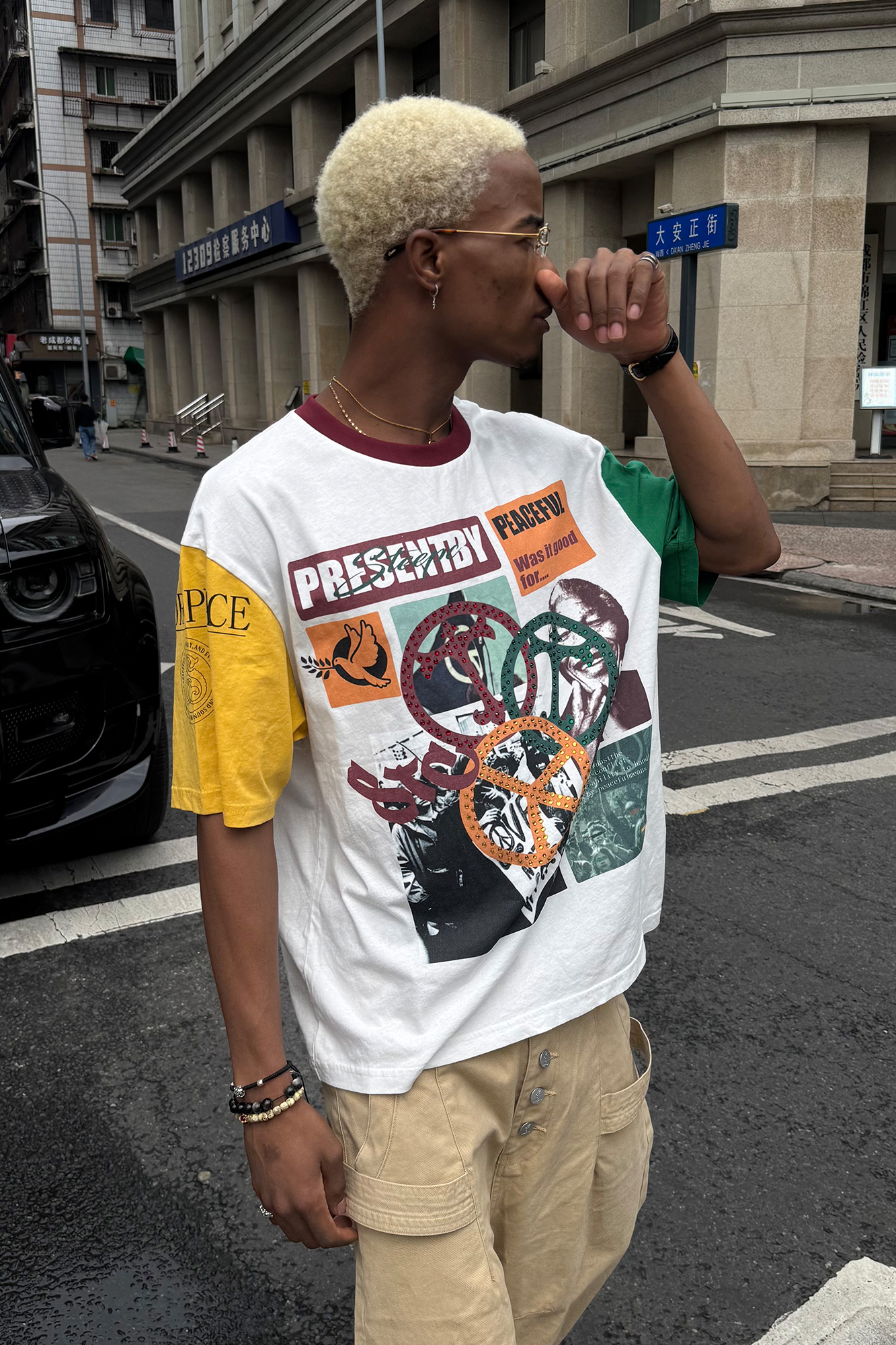 STEEPC Contrast Diamond Graphic T-Shirt-T Shirt-S (1)-Free Shipping Leatheretro