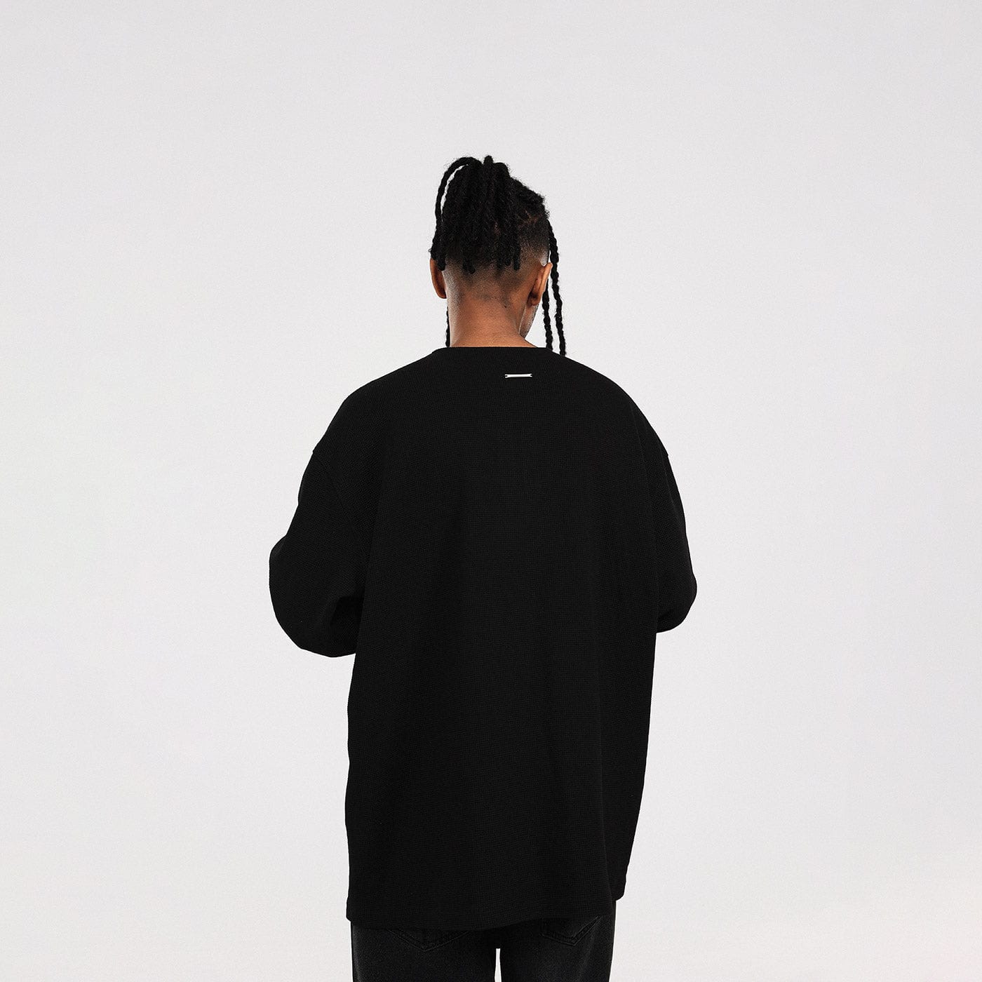 BONELESS Collarless Half-Zip Waffle L/S Tee-L/S Tee-S-Grey-Free Shipping Leatheretro