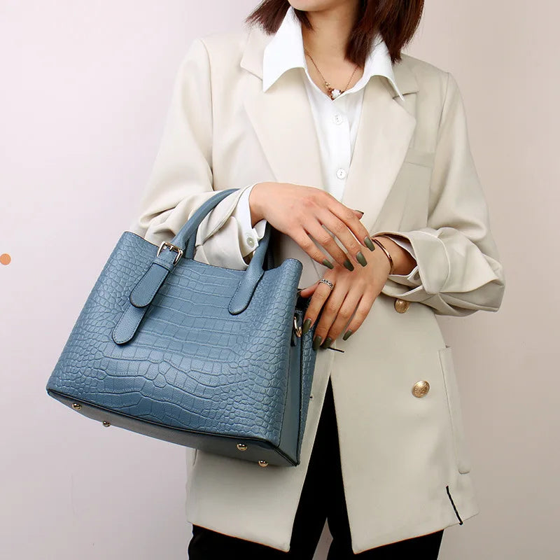 Crocodile Pattern Large Shoulder Bag – Luxury Designer Handbag-Handbags-Wine Red-Free Shipping Leatheretro