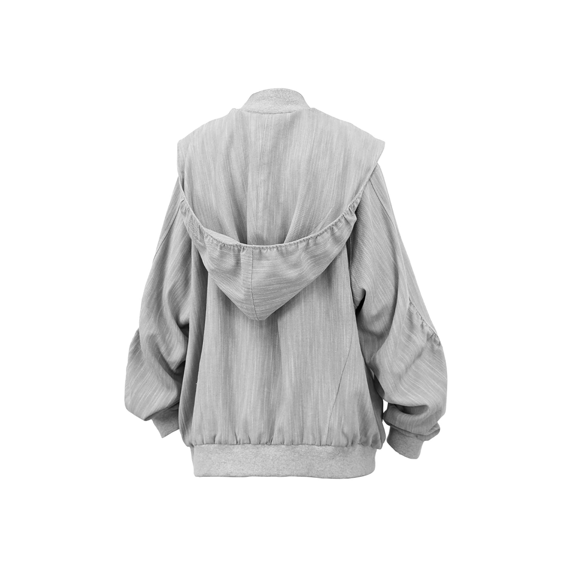 RELABEL Detachable Hood Crinkled Oversized Jacket Gray-Jacket-XS-Free Shipping Leatheretro
