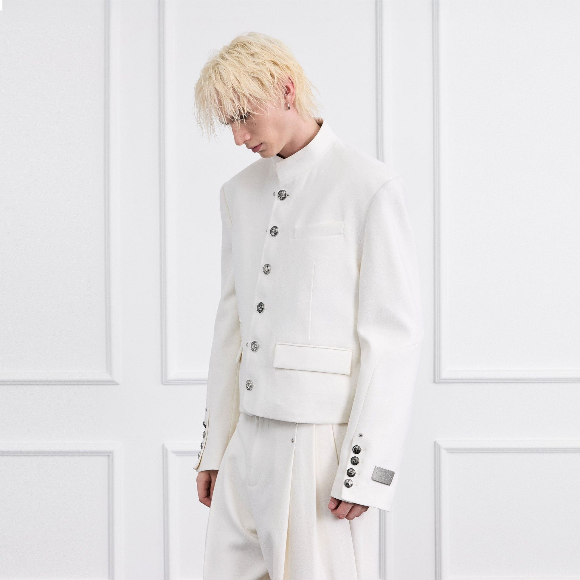 FACEONLAB Wool-Blend Uniform Blazer-Jacket-M-Free Shipping Leatheretro