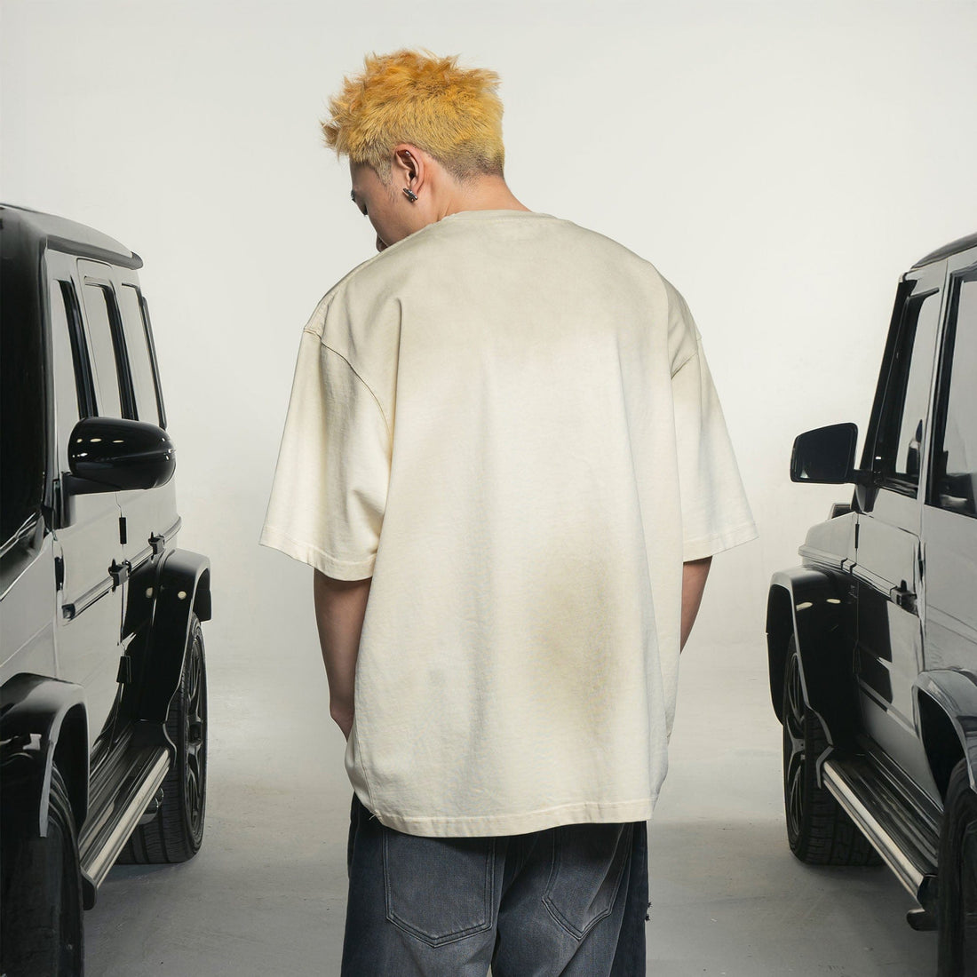 MAKEMORE Retro Distressed Gradient Graphics Oversized T-Shirt-T Shirt-S-Free Shipping Leatheretro