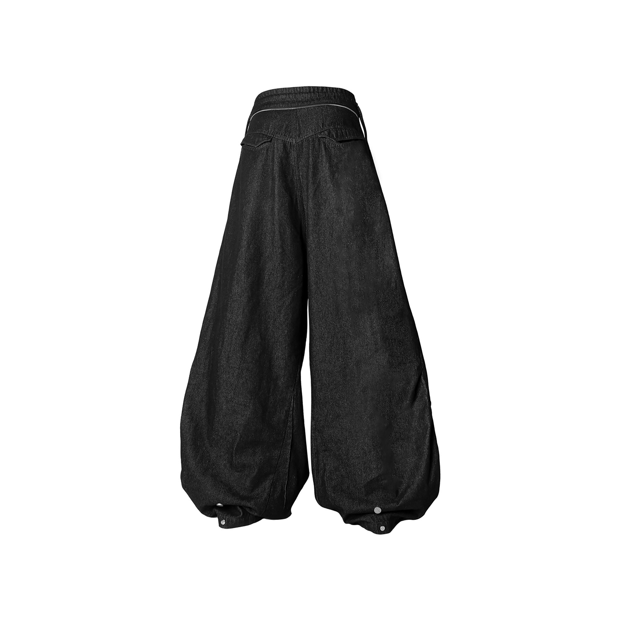 RELABEL Drawstring Pleated Oversized Raw Jeans-Jeans-XS-Free Shipping Leatheretro