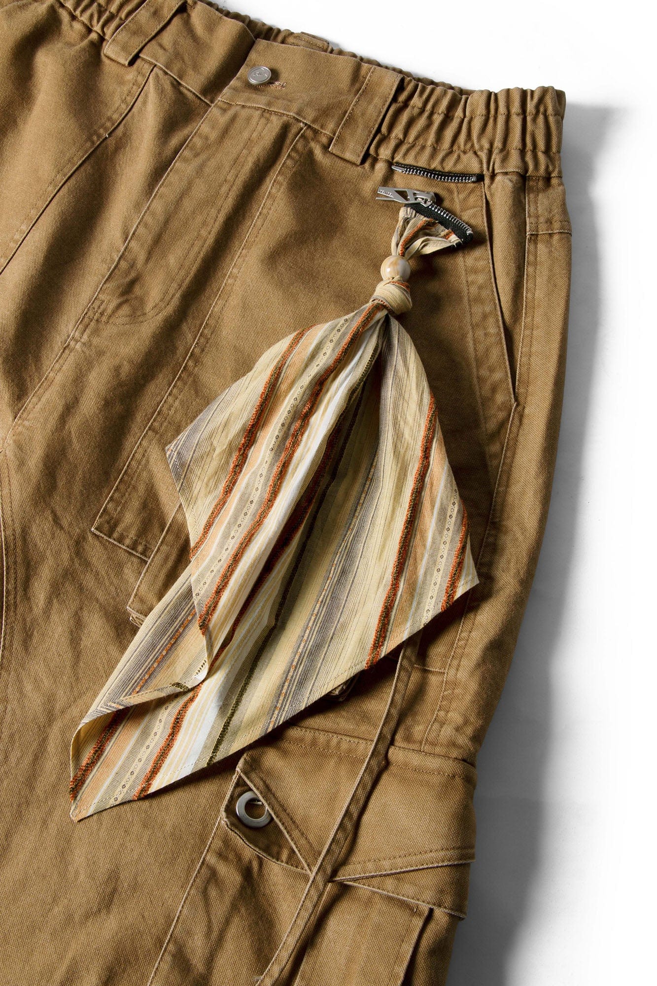 RELABEL Multi-Pocket Detachable Scarf Distressed Cargo Brown-Pants-XS-Free Shipping Leatheretro