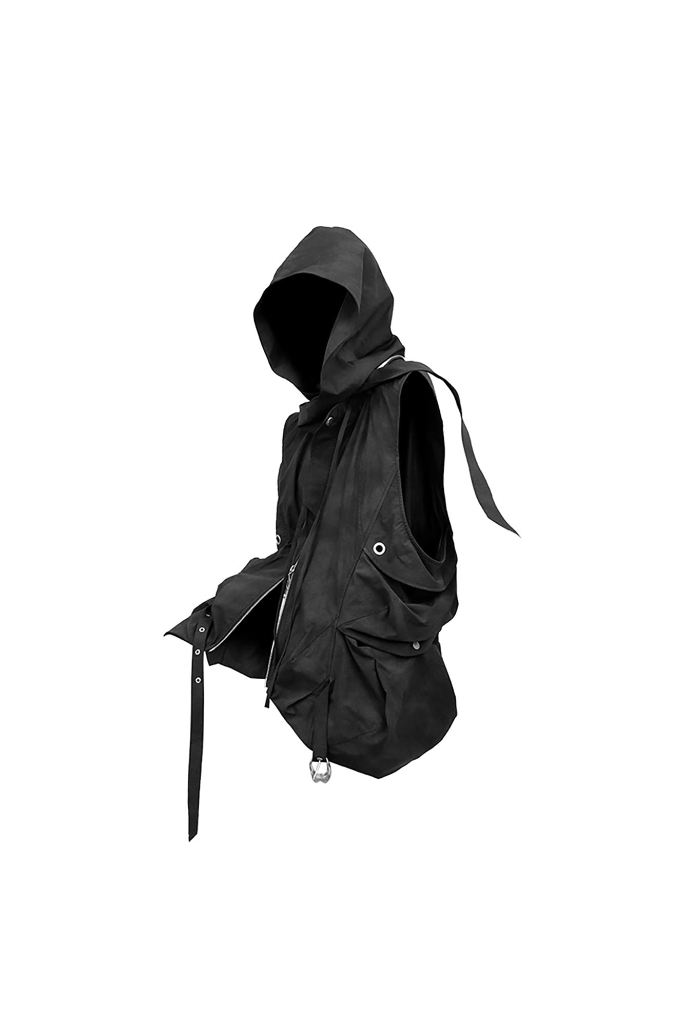 RELABEL Detachable Hood Big-Pocket Vest-Vest-XS (Preorder)-Gray-Free Shipping Leatheretro
