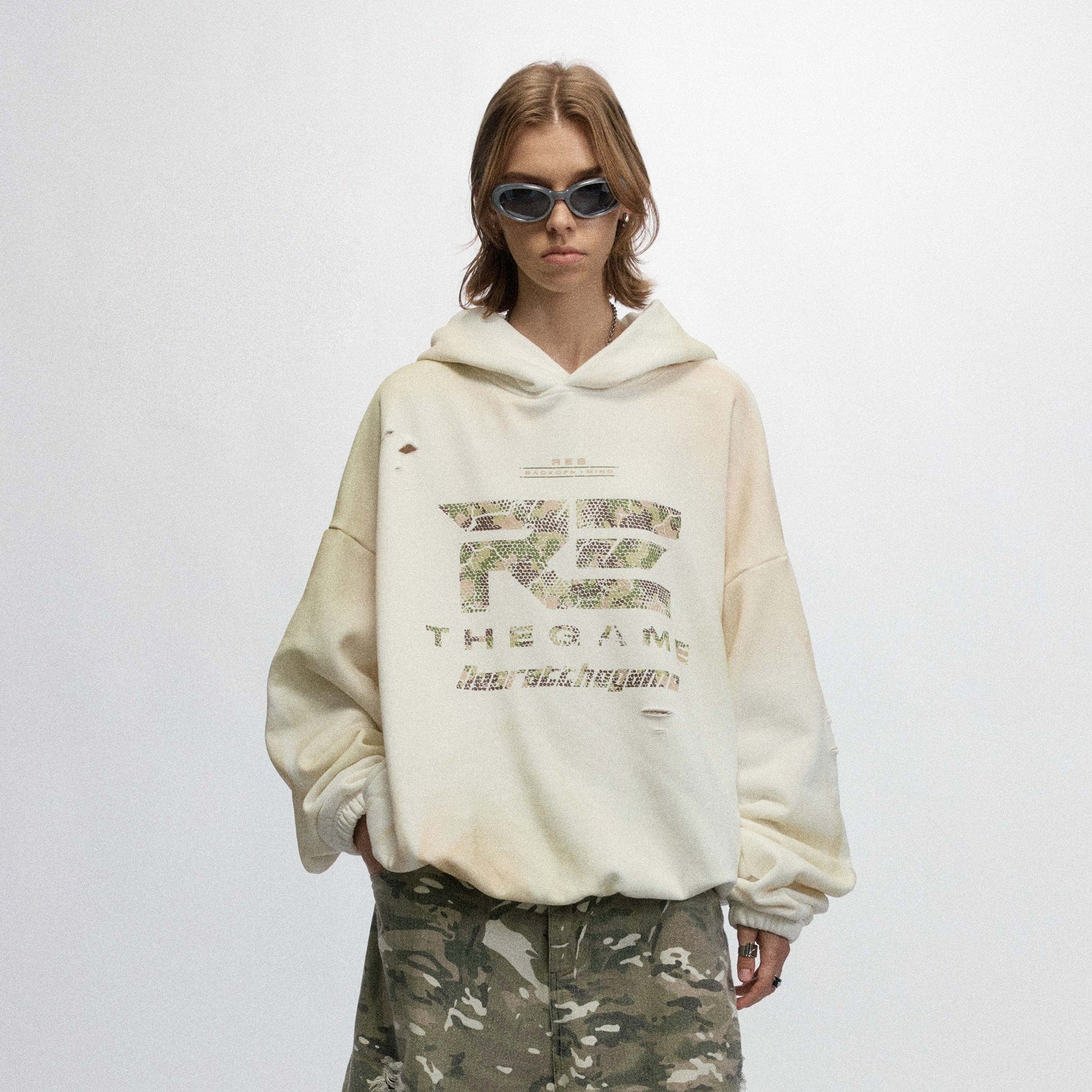 OVDY The Game Distressed Hoodie-Hoodie-S-White-Free Shipping Leatheretro