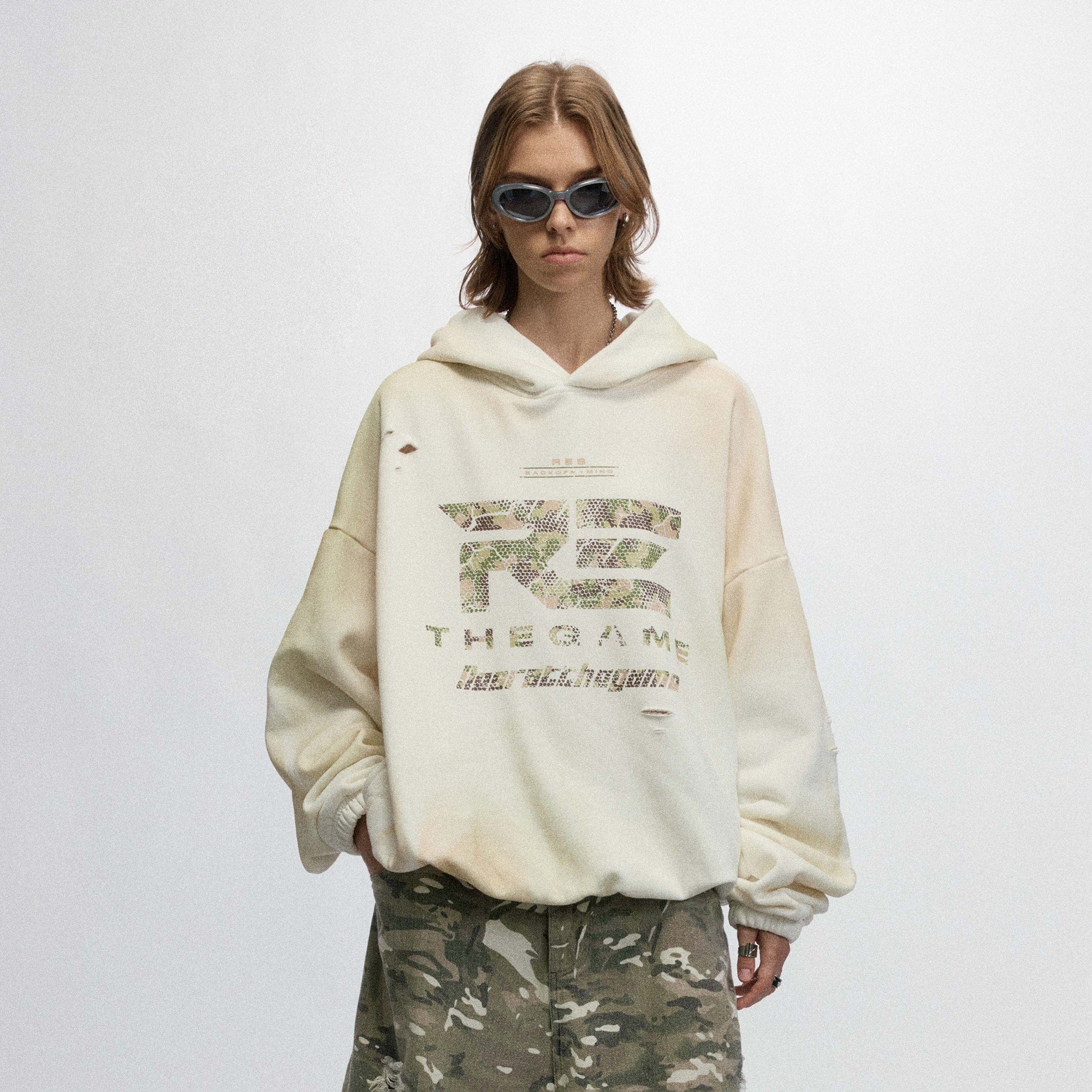 OVDY The Game Distressed Hoodie-Hoodie-S-White-Free Shipping Leatheretro