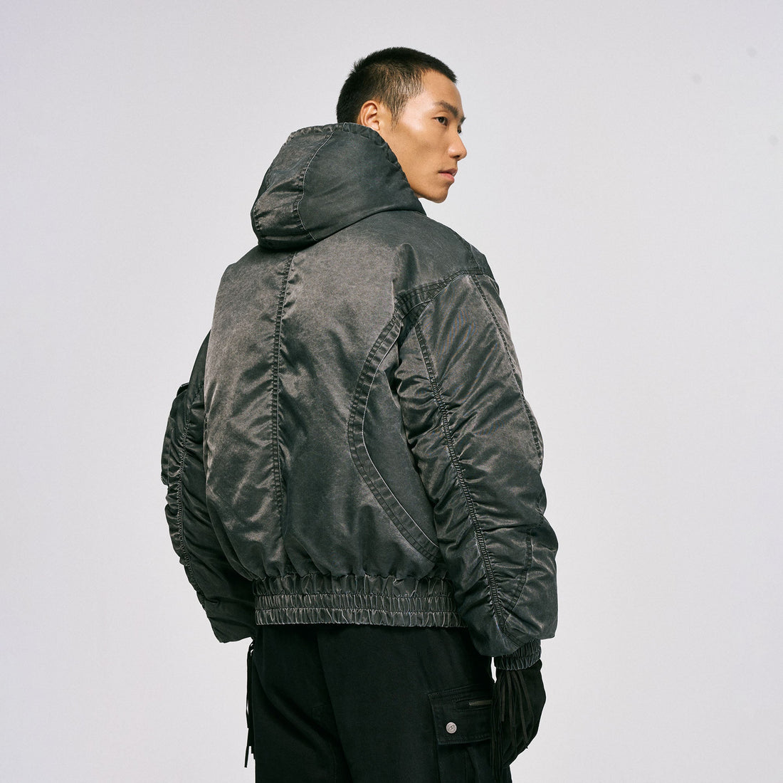 CATSSTAC Washed Nylon Bomber Puffer Jacket-Jacket-M-Free Shipping Leatheretro