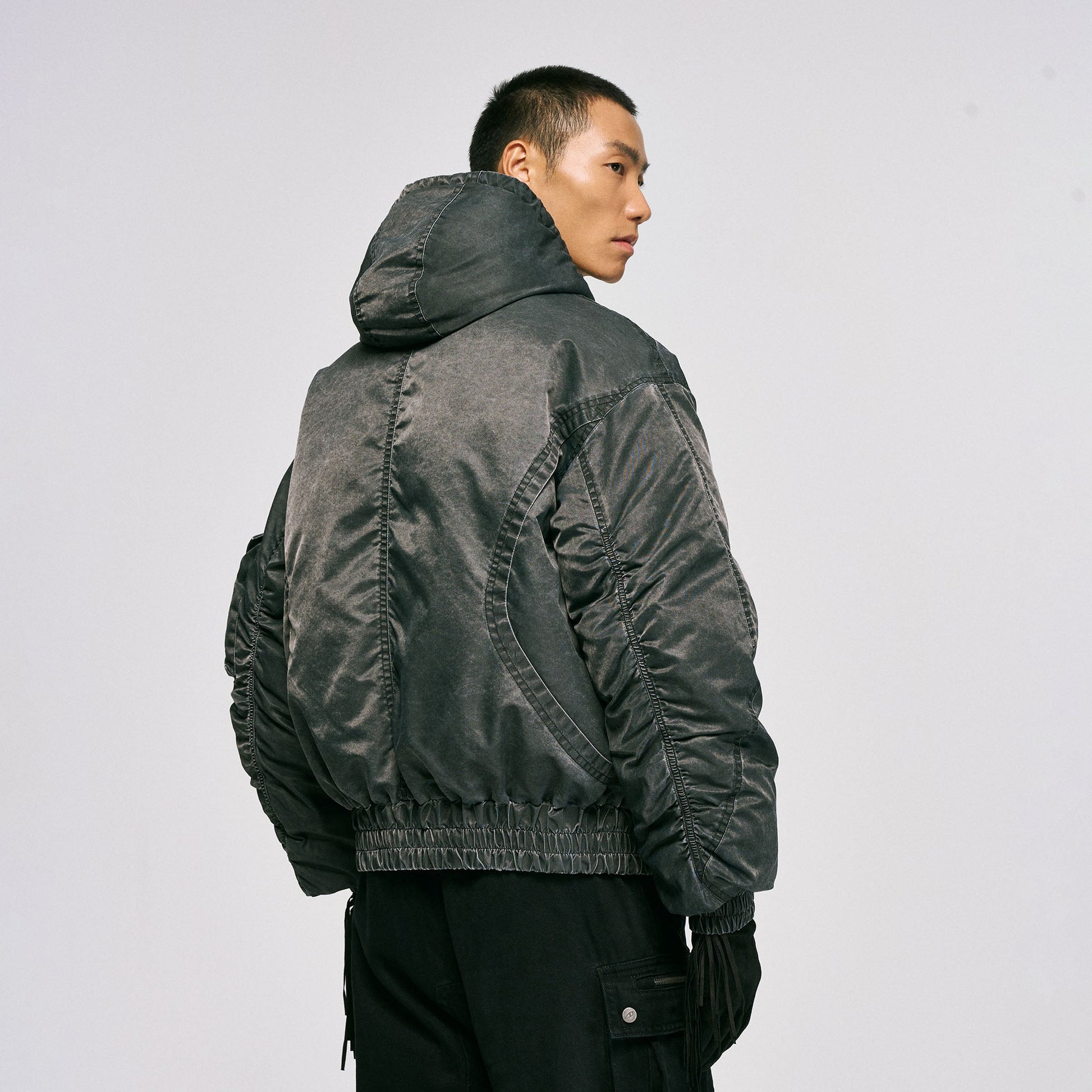 CATSSTAC Washed Nylon Bomber Puffer Jacket-Jacket-M-Free Shipping Leatheretro