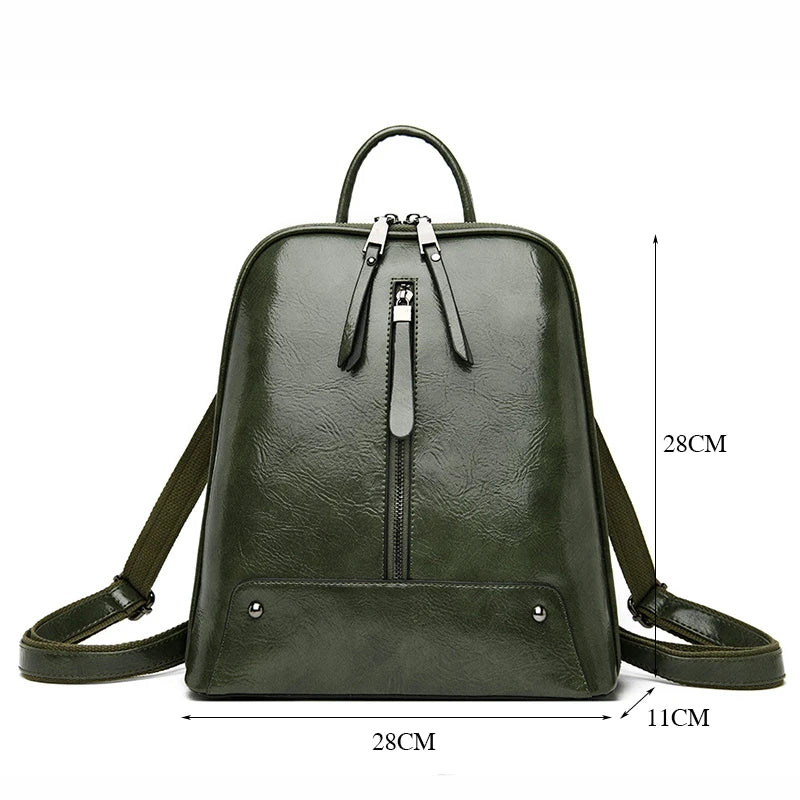 Large Capacity Women's Leather Backpack - Fashion Travel Bag-Backpacks-Brown-Free Shipping Leatheretro
