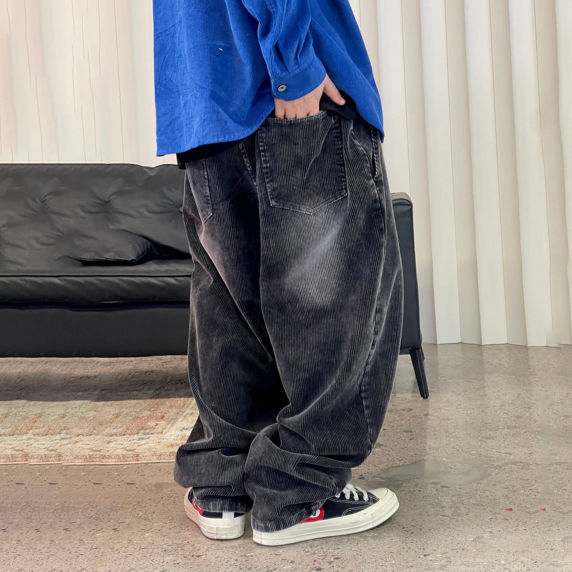 ME DA IGUAL Washed Corduroy Wide-Leg Pants-Pants-M-Free Shipping Leatheretro