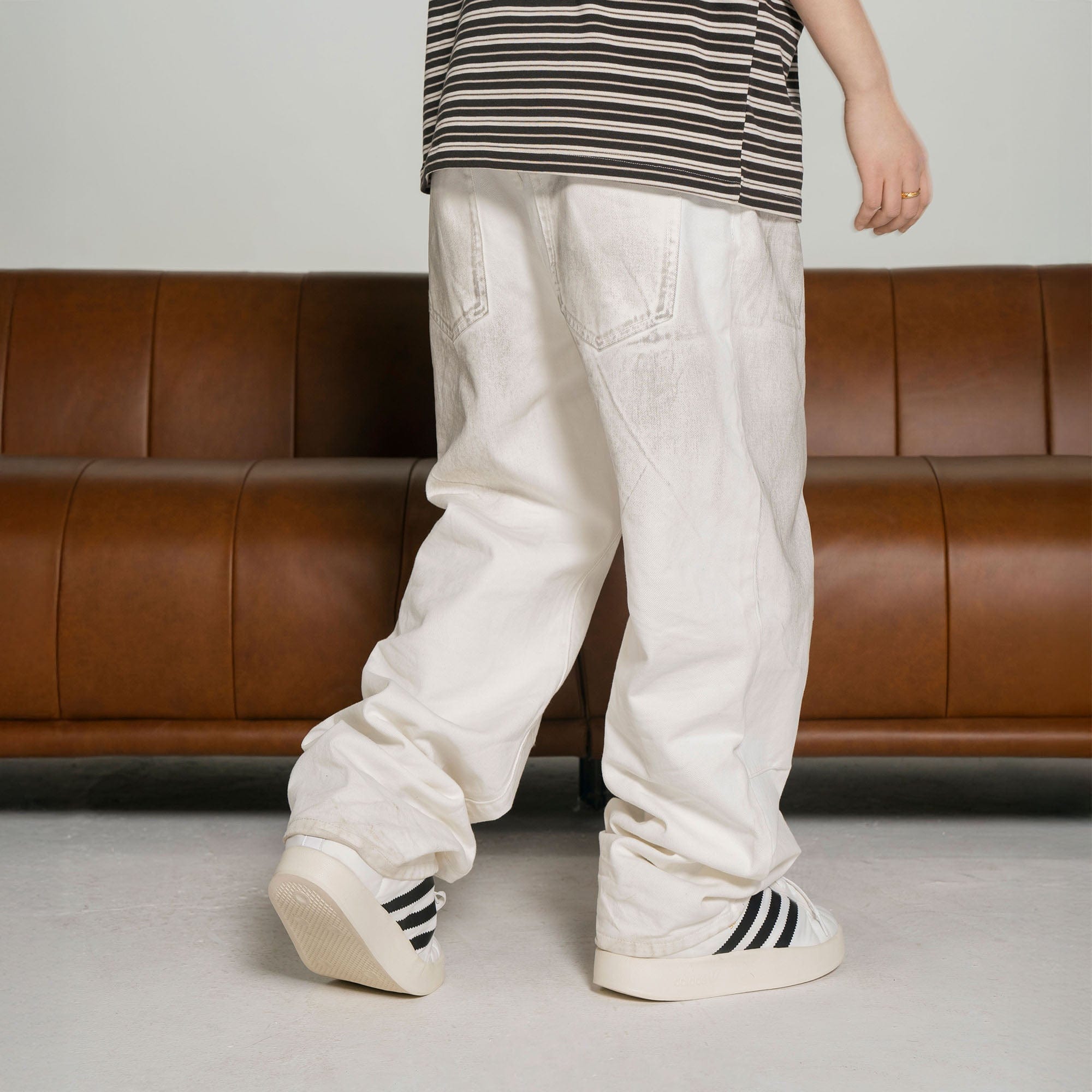 MAKEMORE Dirty-Fit Wide-Leg Denim Pants-Jeans-S-Free Shipping Leatheretro