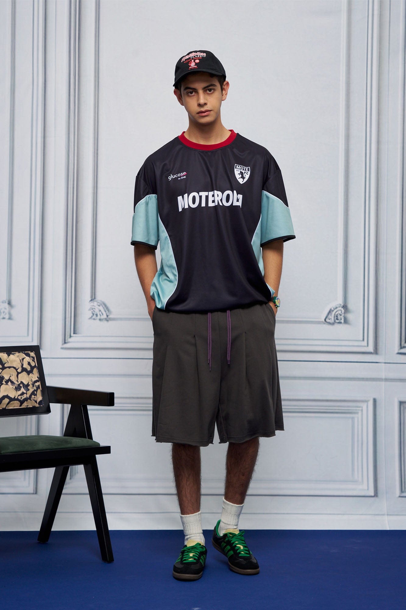 UNLIMITED MOTE x glucose by RMK Contrast Spliced Drawstring Hem Jersey-T Shirt-S-Black-Free Shipping Leatheretro