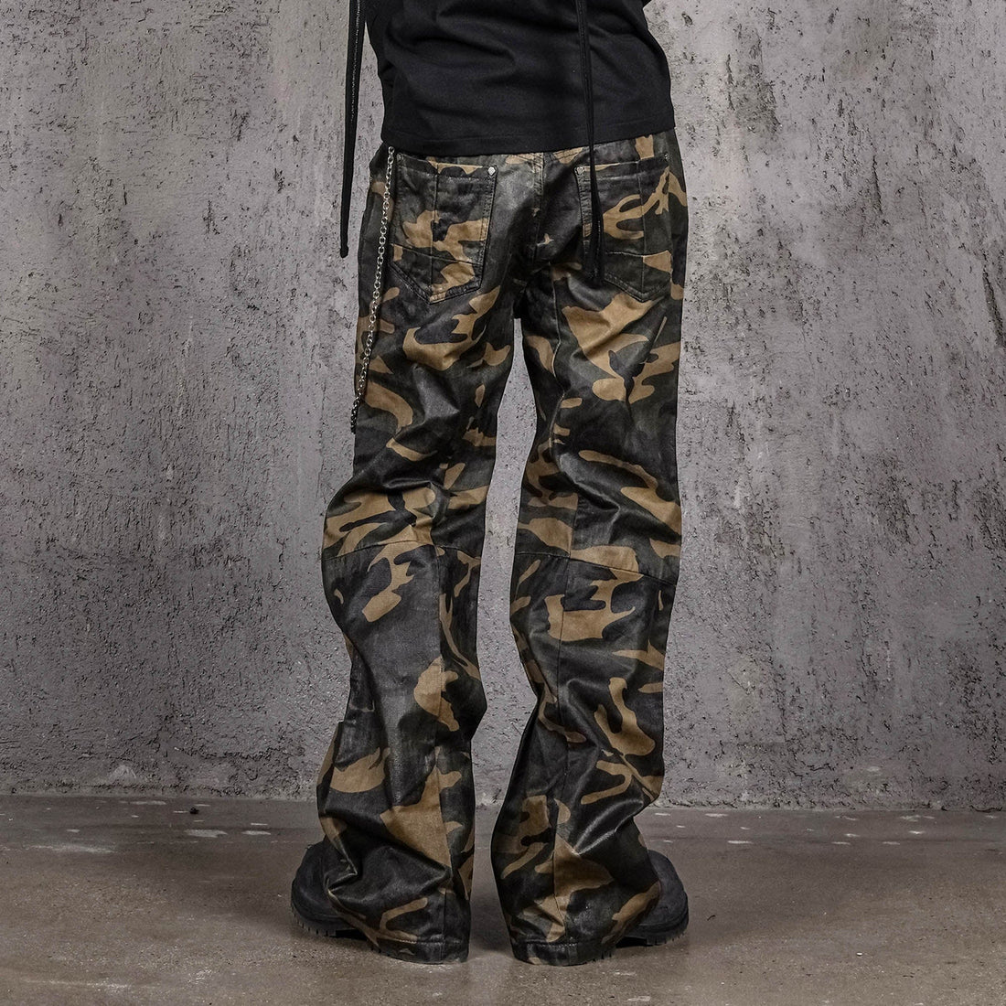 UNDERWATER Camo Deconstructed Fang-Paneled Pants-Pants-S-Free Shipping Leatheretro