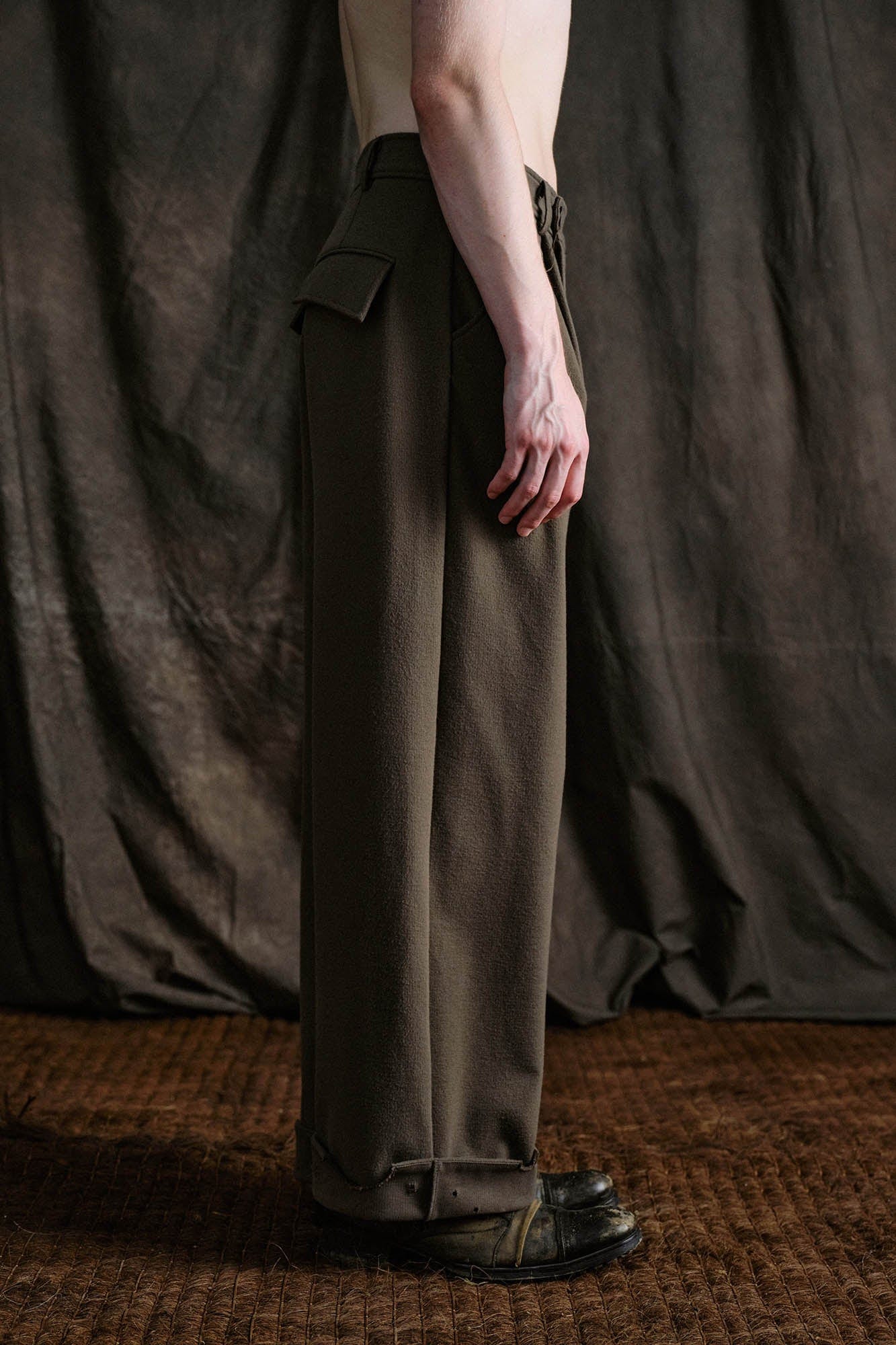 ILNya Nieternite Nifutur Distressed Hem Asymmetrical Fly Trousers-Pants-S(0)-Free Shipping Leatheretro