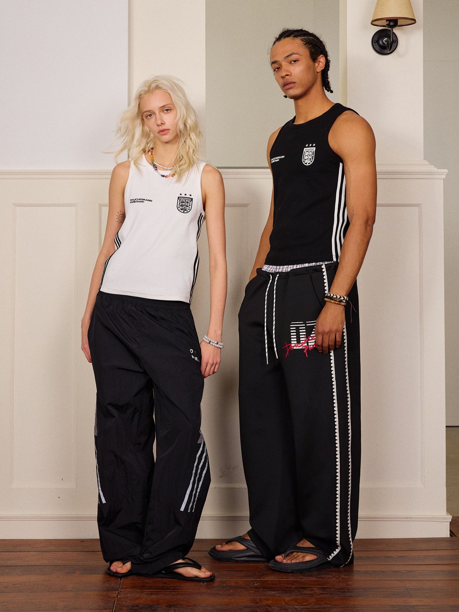 DONSMOKE Plaid Double-Waist Contrast Webbing Sweatpants-Pants-S-Red-Free Shipping Leatheretro