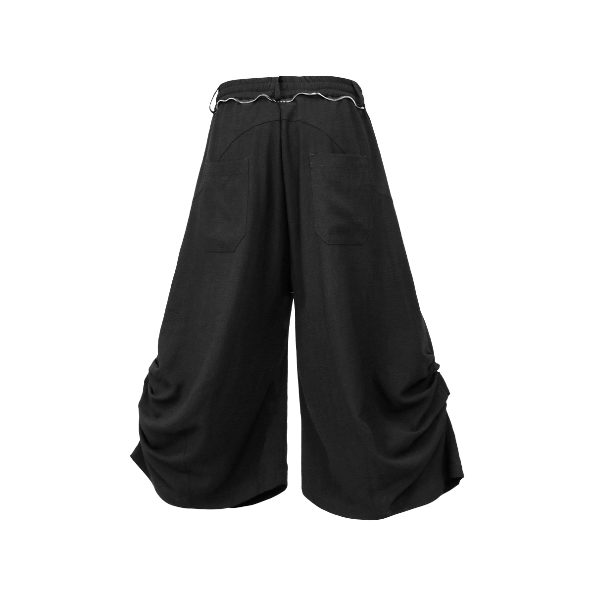 RELABEL Ruched Tencel-Acetate Oversized Shorts-Shorts-XS-Black-Free Shipping Leatheretro