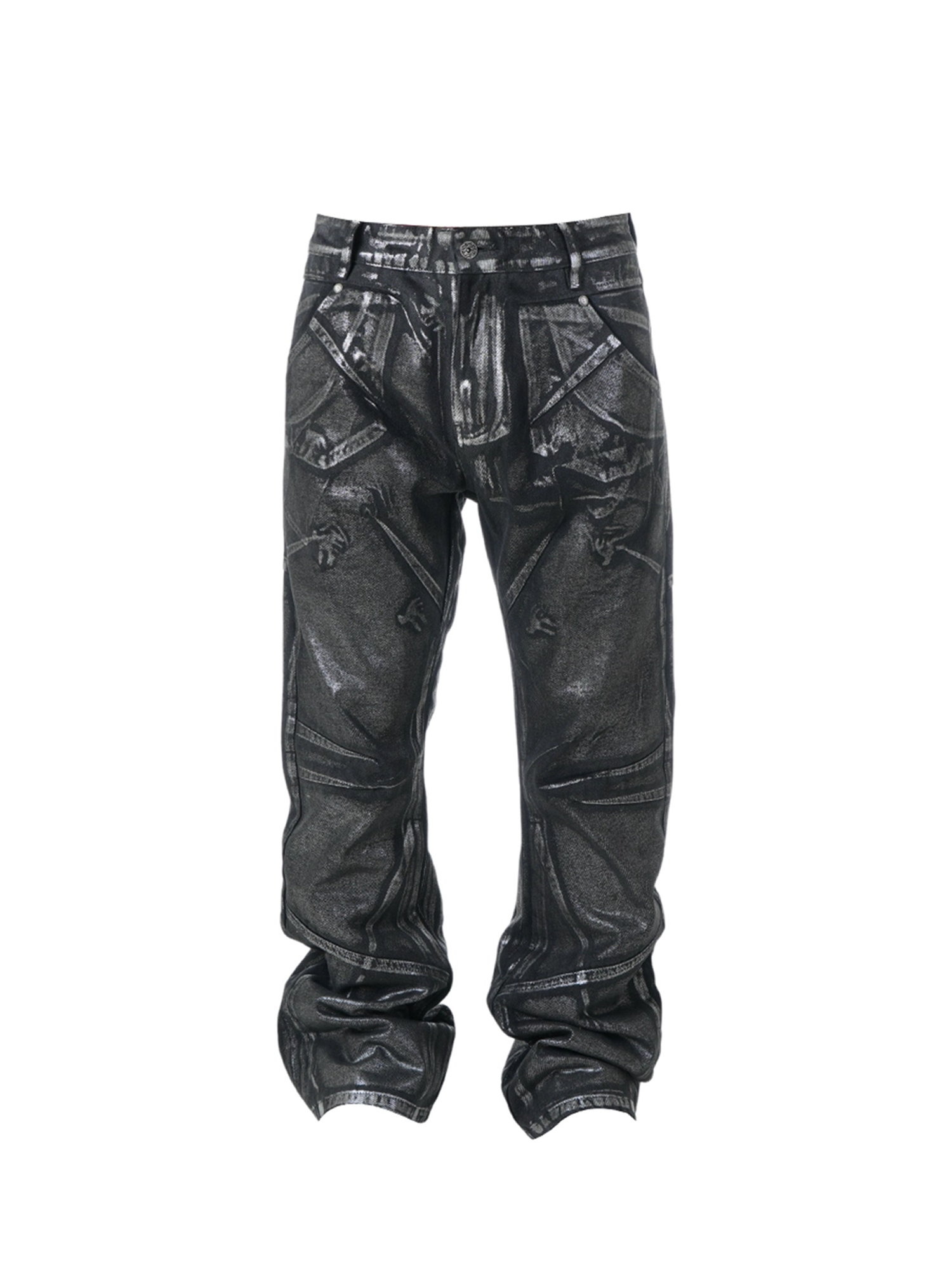 VINKID Coated Pigeon Graphic Jeans-Jeans-S / 31"-Free Shipping Leatheretro