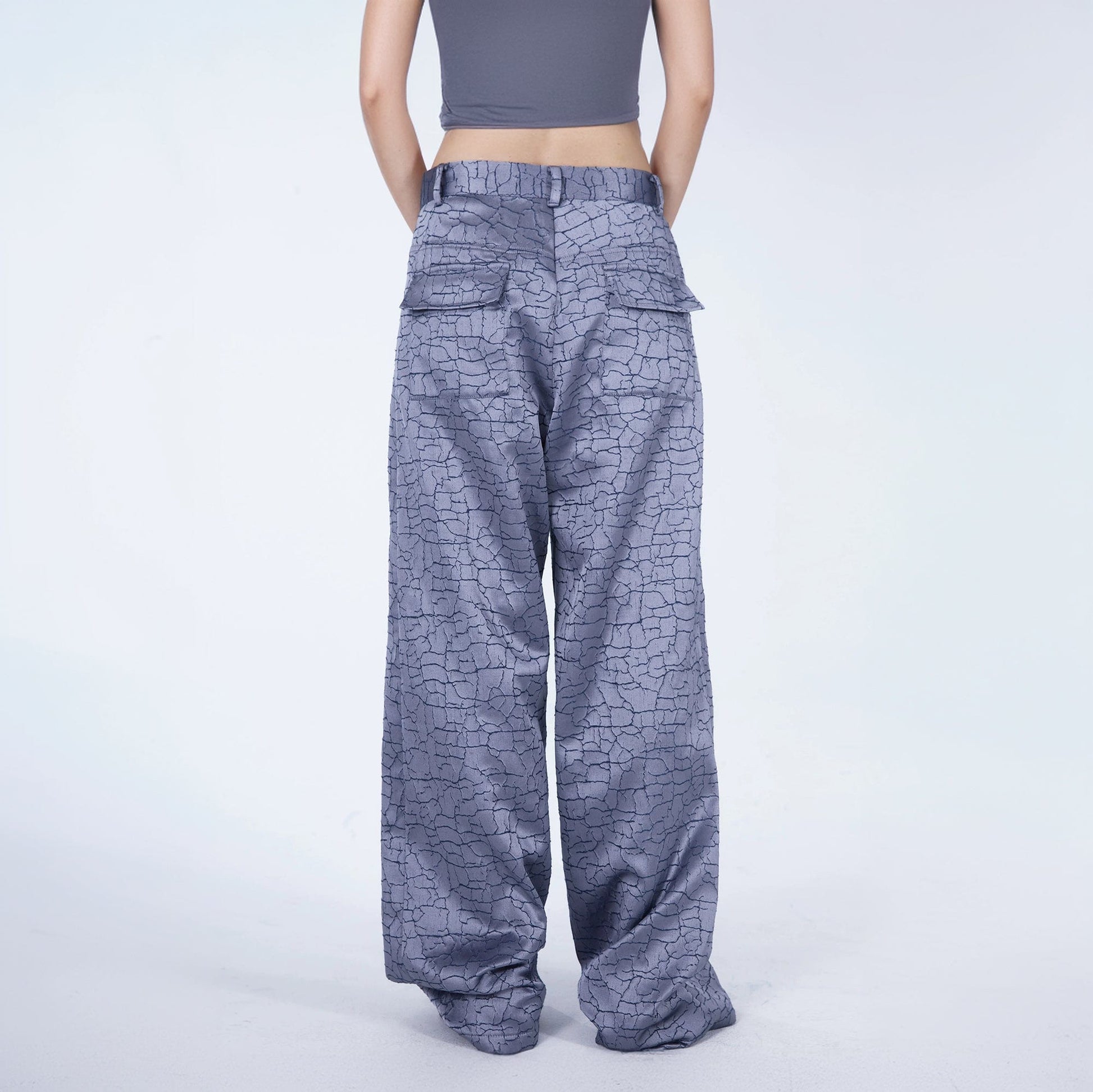 EMBRYO Deconstructed Front-Zipper Cracked Flared Pants-Pants-M-Free Shipping Leatheretro