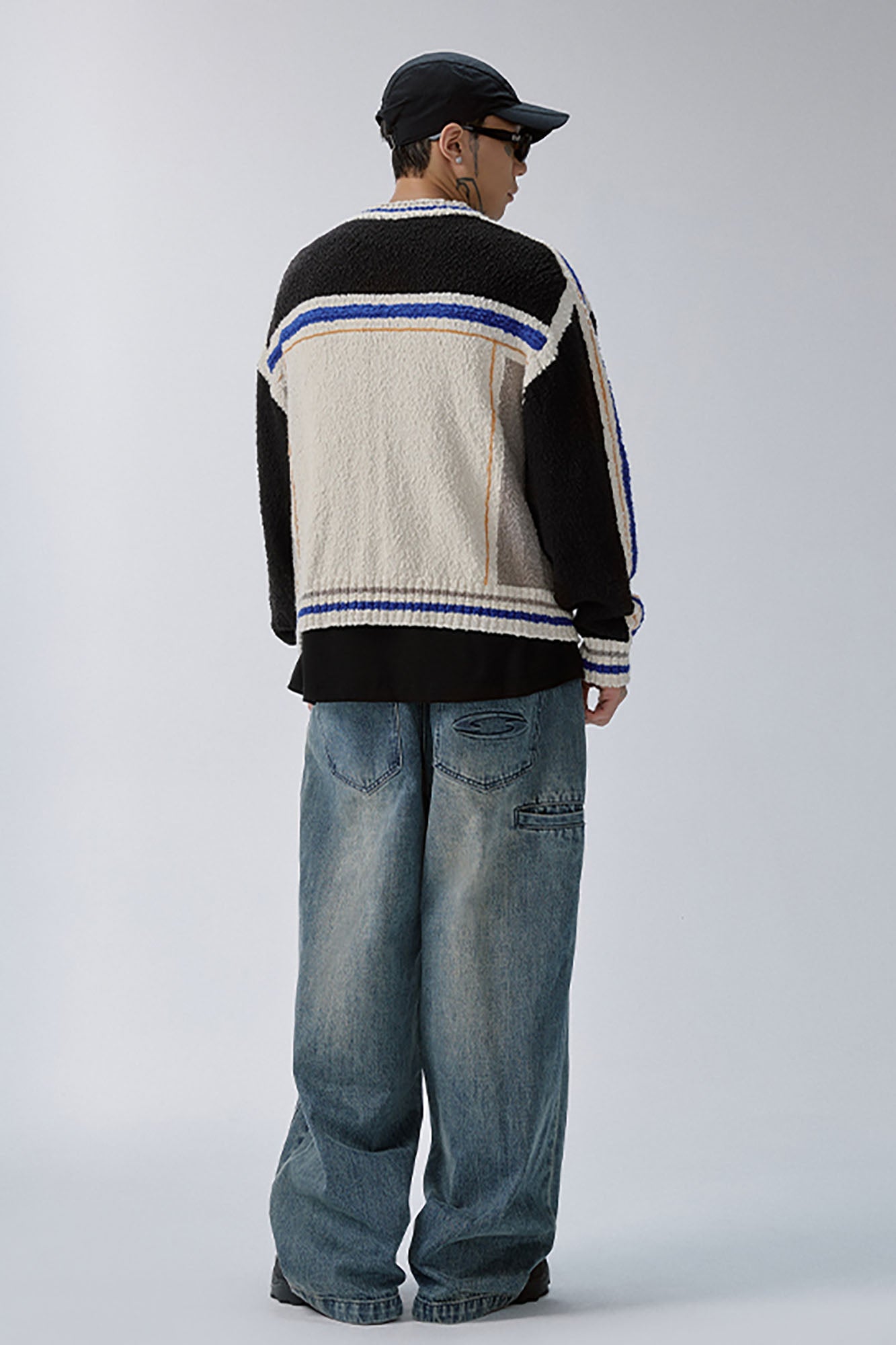 F2CE Double Waistband Washed Wide-Leg Jeans-Jeans-S-Free Shipping Leatheretro