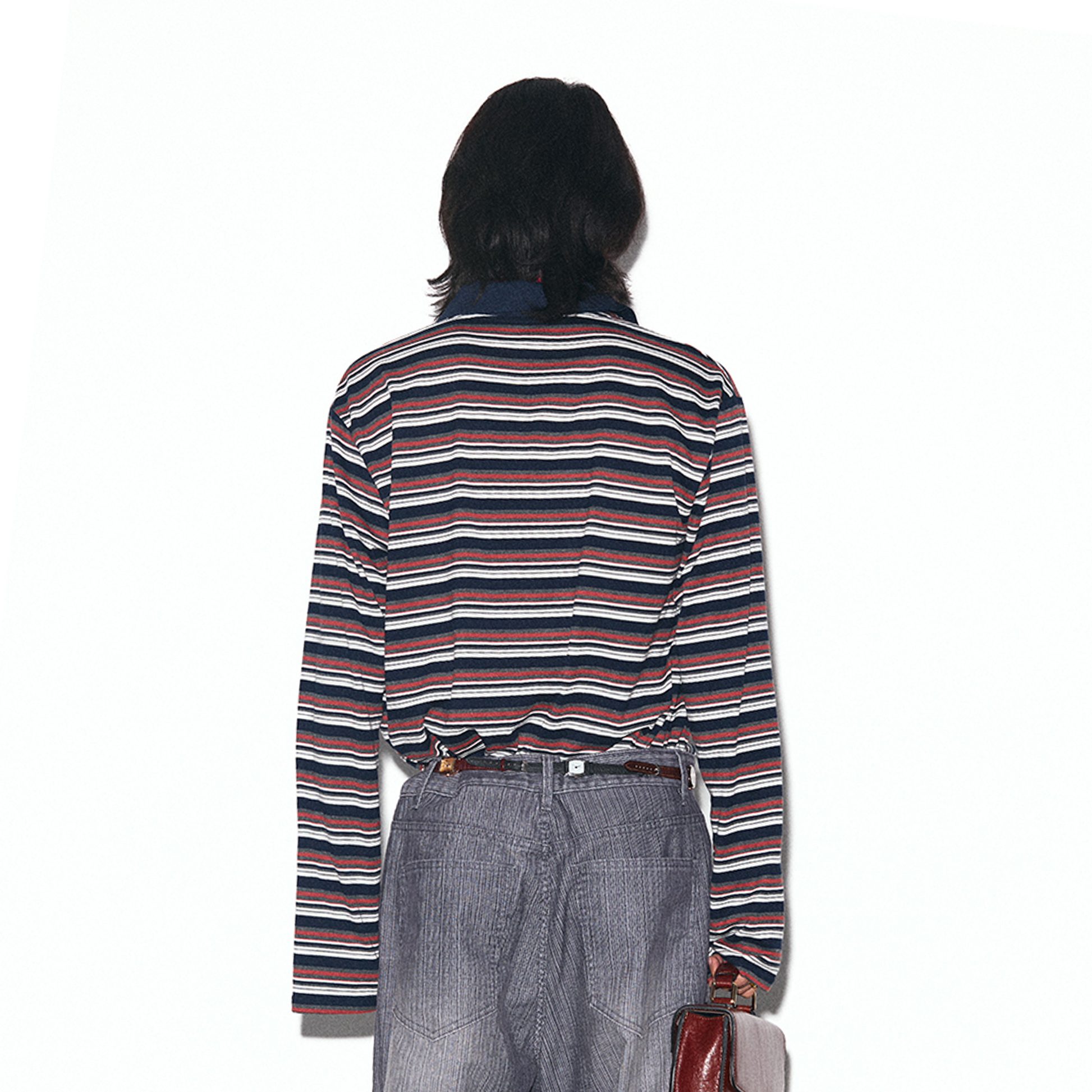 TRECLUB Embroidered Crest Contrast Striped Polo-Jacket-S (Preorder)-Free Shipping Leatheretro