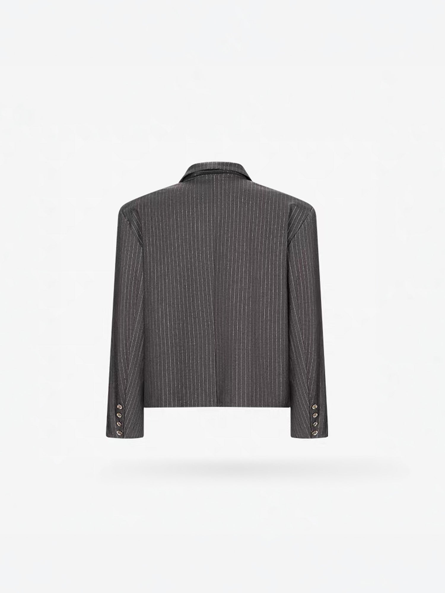 TIWILLTANG Cropped Pinstripe Strap Blazer-Jacket-S-Black-Free Shipping Leatheretro