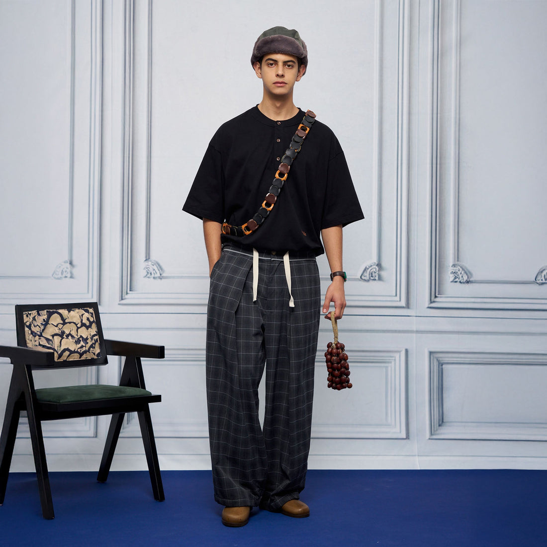 UNLIMITED MOTE Pleated Drawstring Wide-Leg Pants-Pants-S-Check-Free Shipping Leatheretro