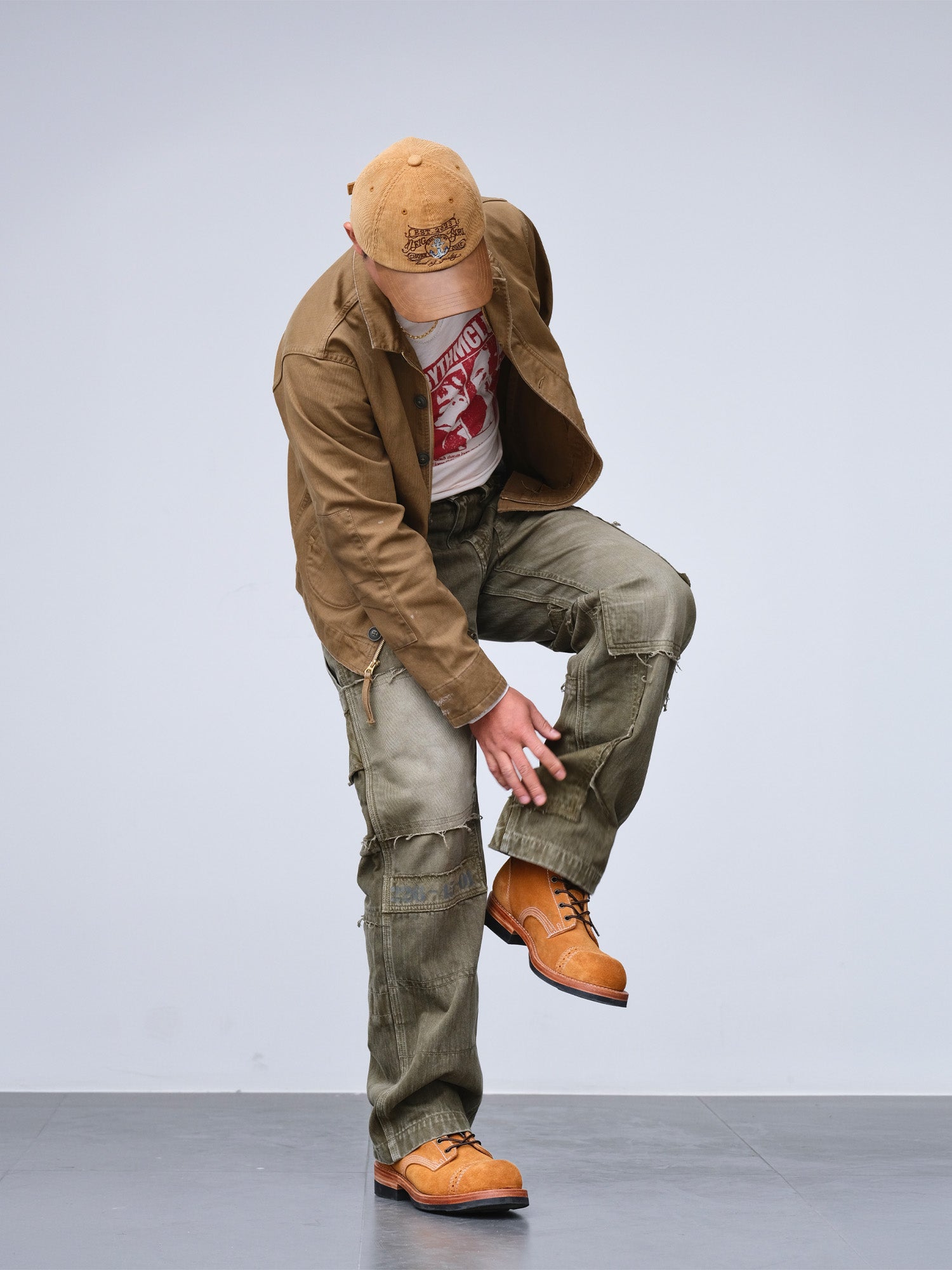 NEIGBORL Retro Distressed Paneled Cargo Pants-Pants-S-Green-Free Shipping Leatheretro