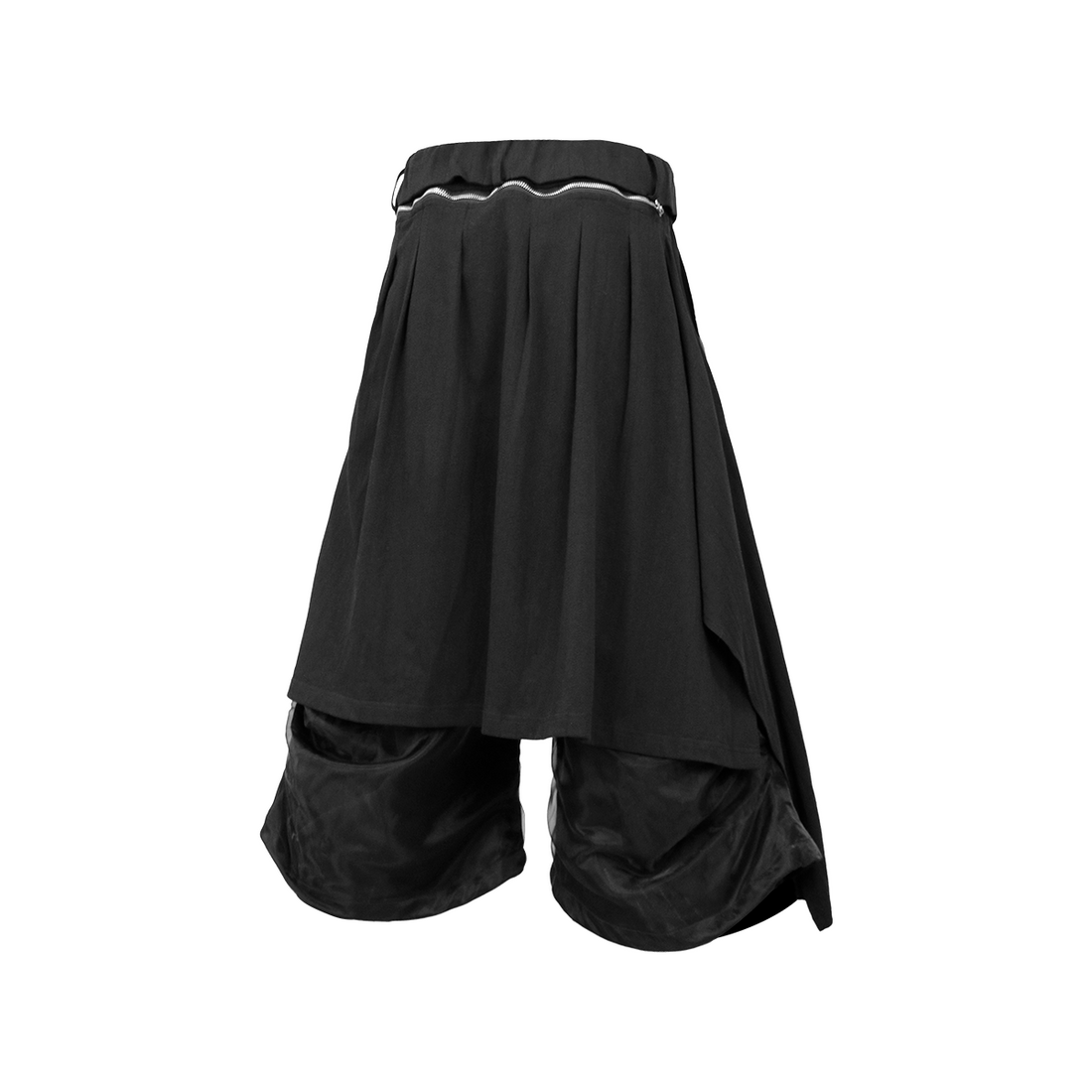 RELABEL Detachable Drape Ruched Oversized Shorts Black-Shorts-XS-Free Shipping Leatheretro