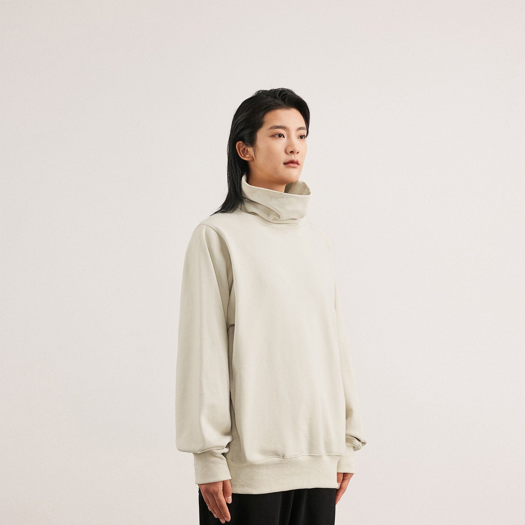 BONELESS High Collar Classic Sweatshirt-Sweatshirt-S-Apricot-Free Shipping Leatheretro