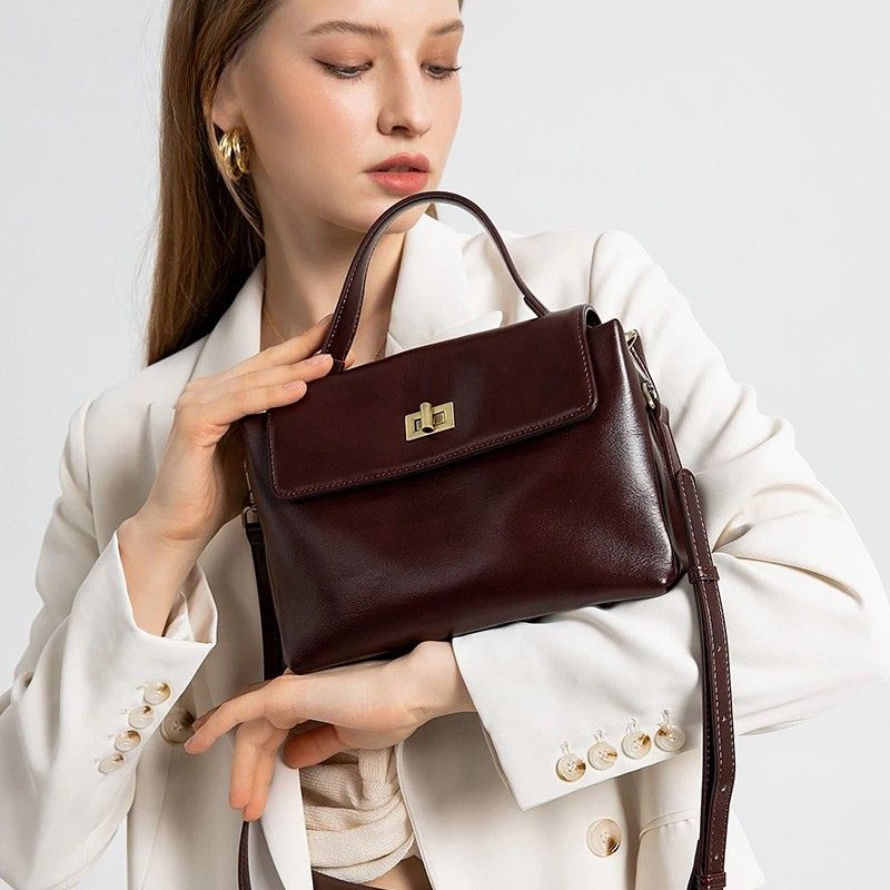 Leather Handbag Fashion Crossbody Bags-Handbags-Brown-Free Shipping Leatheretro