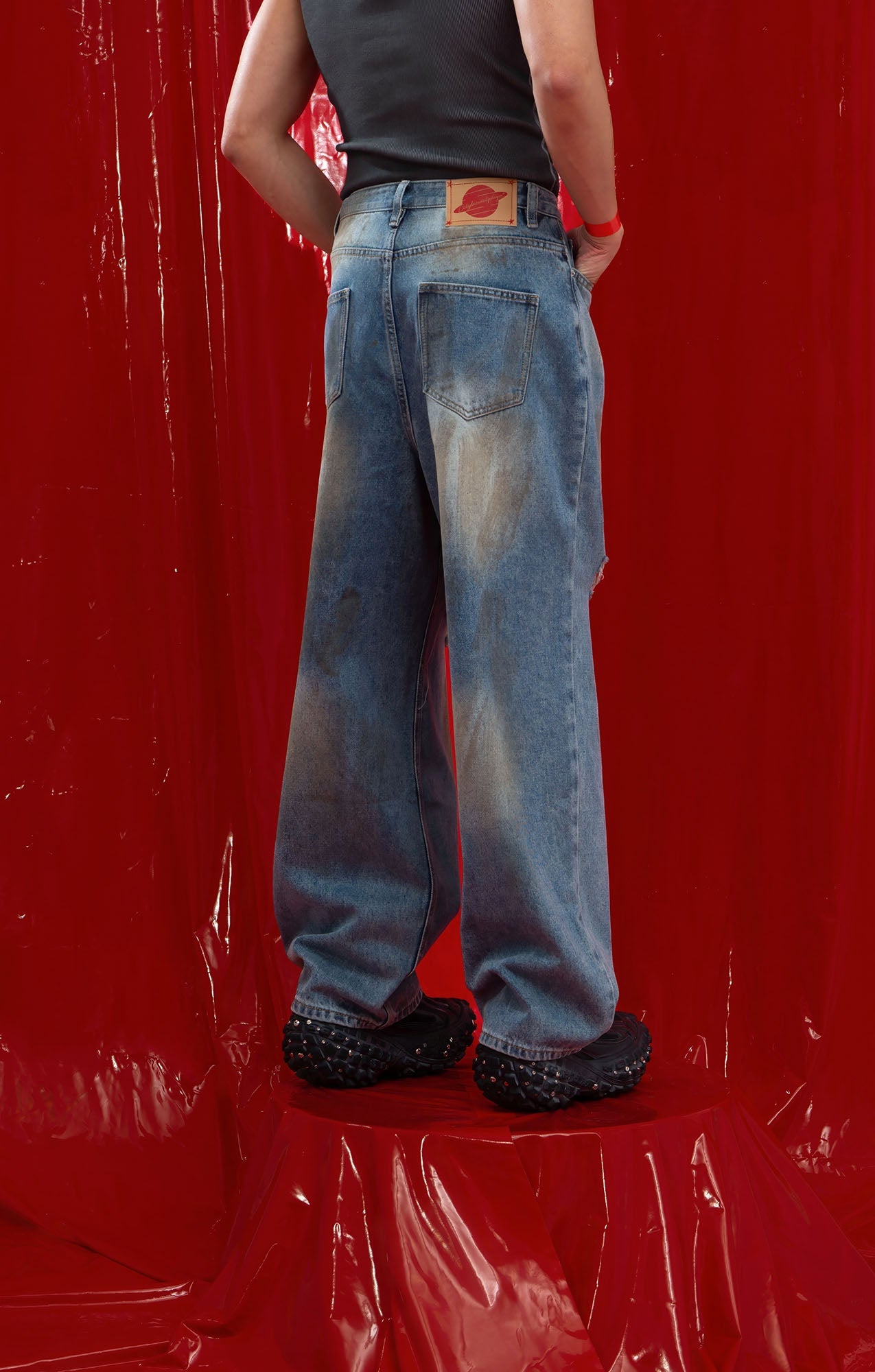 CLP Distressed Ripped Brushed Jeans-Jeans-M-Free Shipping Leatheretro