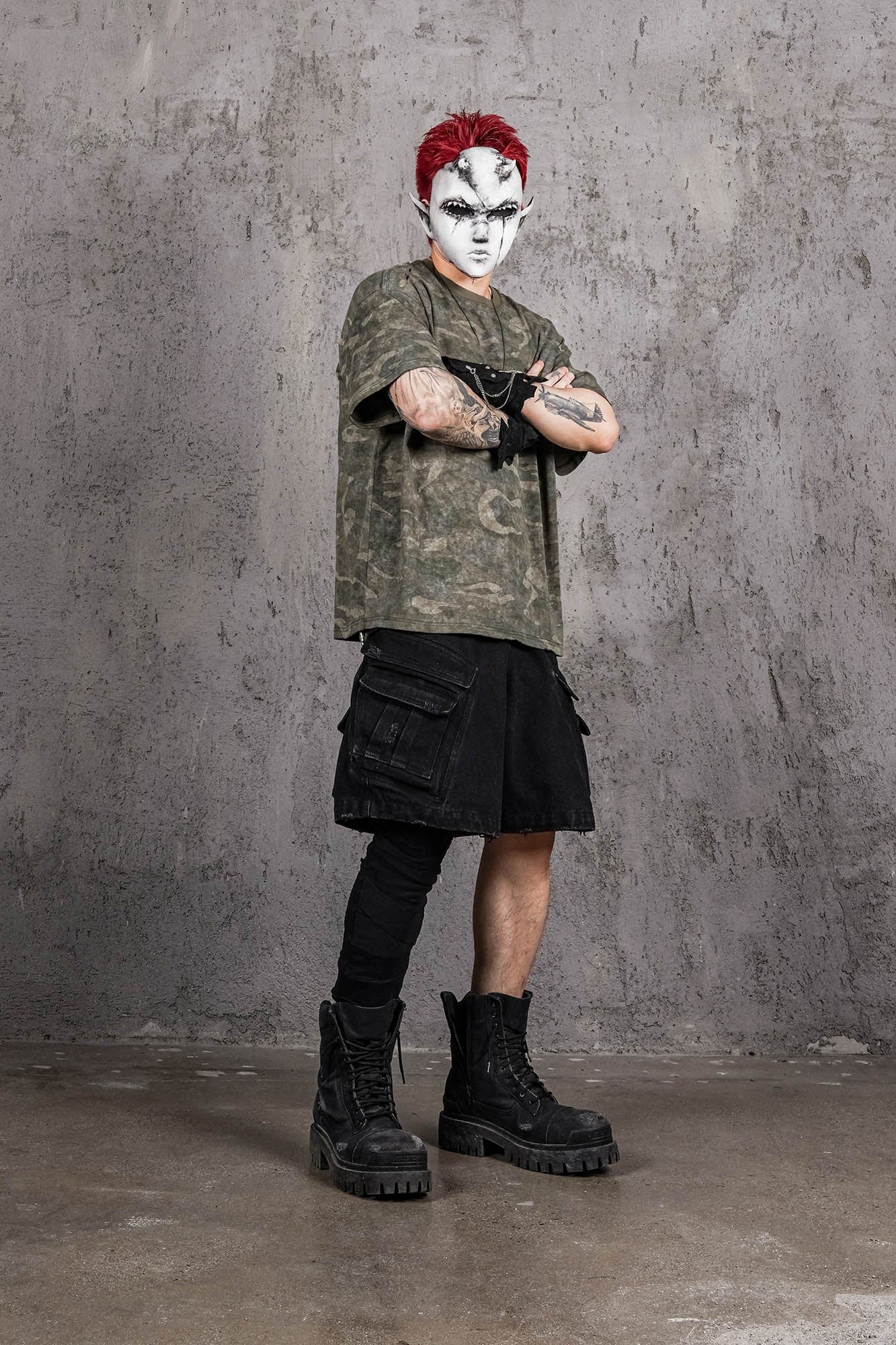 UNDERWATER Distressed Camo Oversized T-Shirt-T Shirt-S-Free Shipping Leatheretro