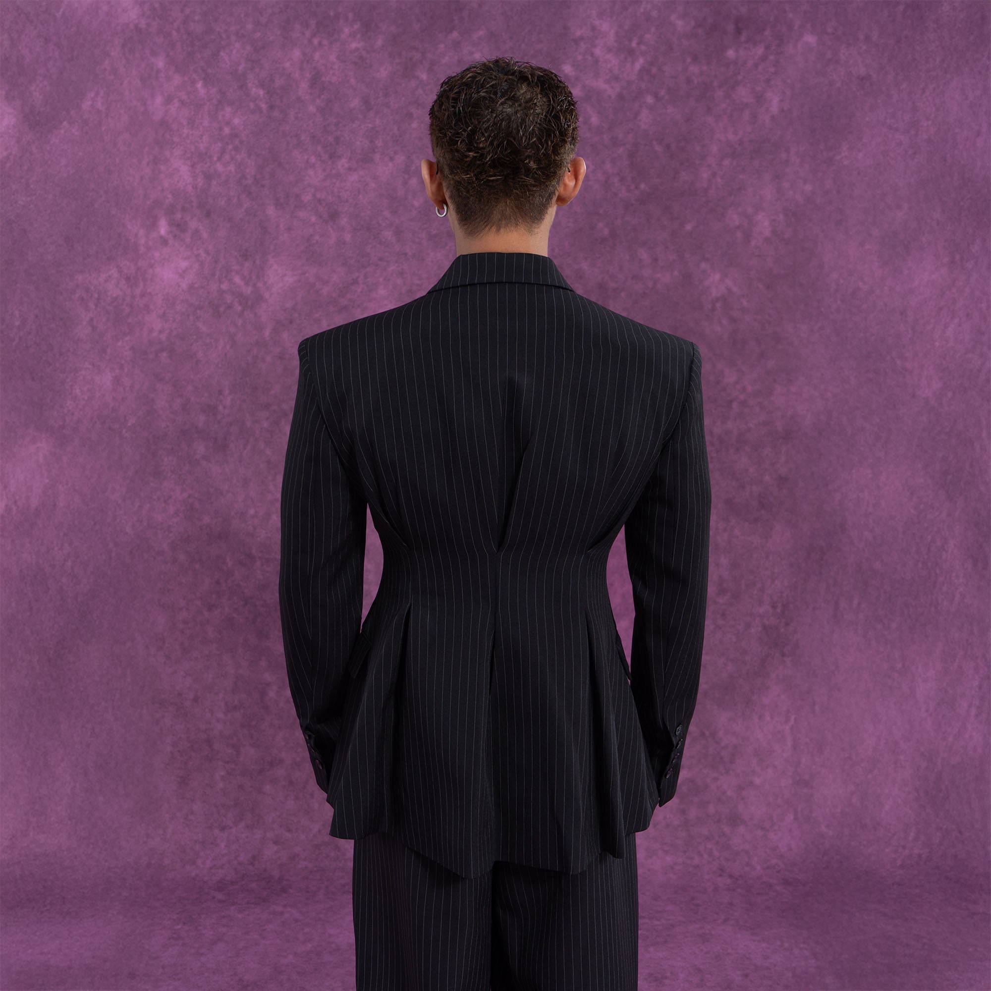 CLP Striped Cinched Waist Sculpted Blazer-Jacket-S-Free Shipping Leatheretro