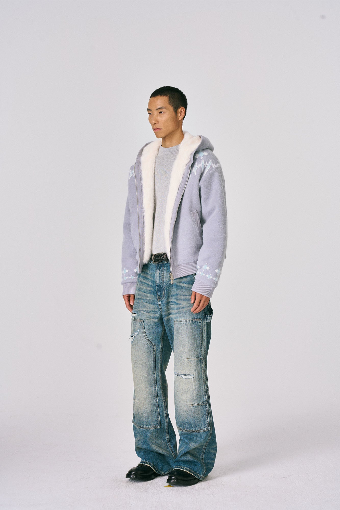 CATSSTAC Jacquard Knit Faux-Fur Lined Hooded Jacket-Jacket-M (Preorder)-Free Shipping Leatheretro