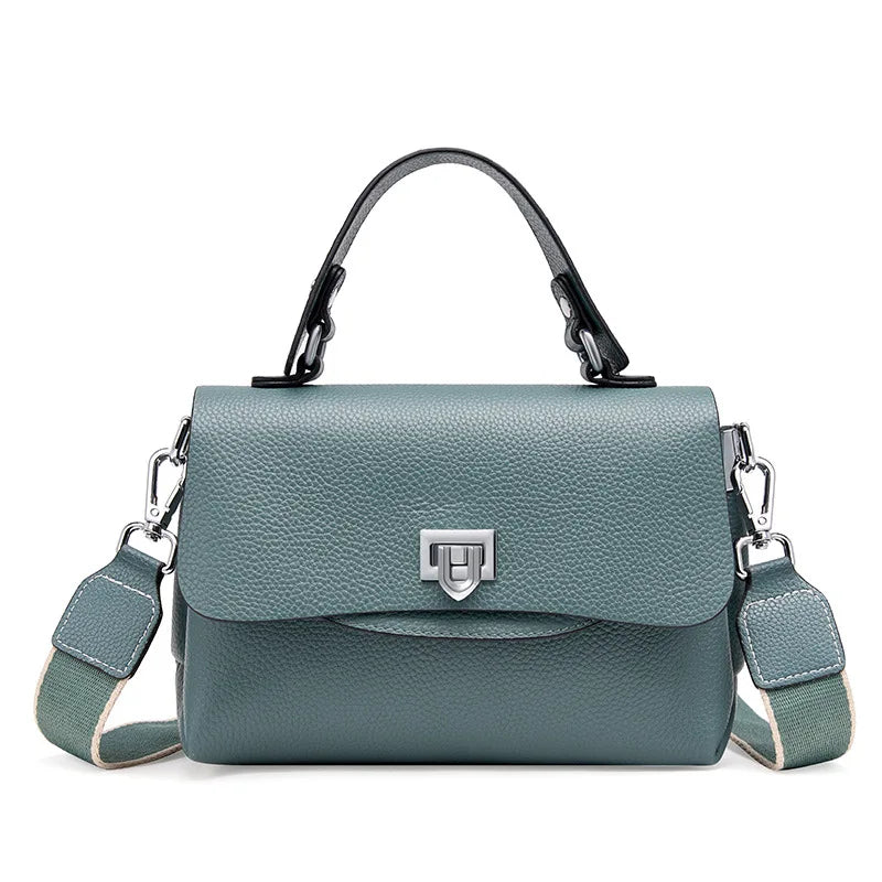 Women's Genuine Leather Crossbody Handbag – Luxury Top-Handle Purse-Handbags-Teal Blue-Free Shipping Leatheretro