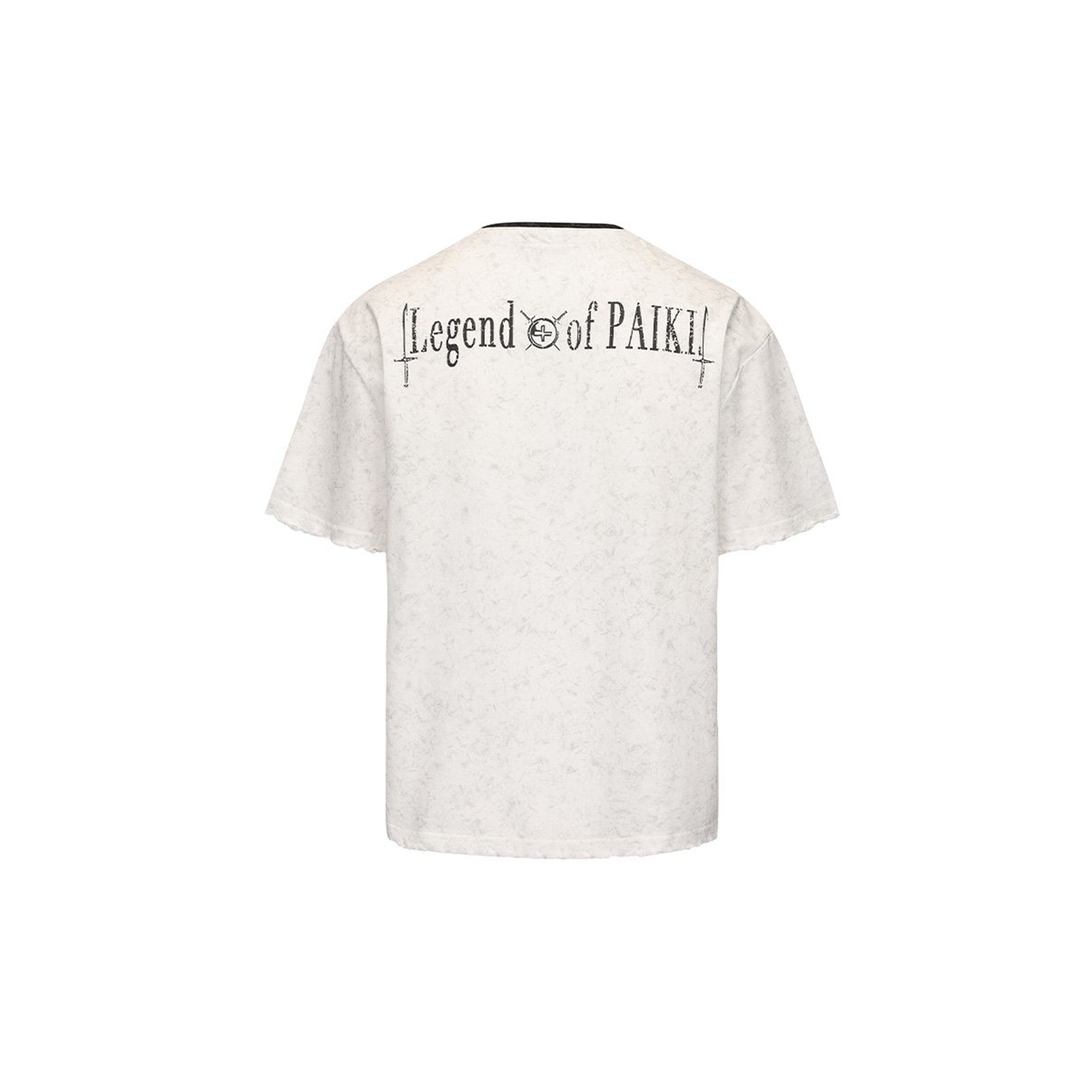 PAIKI Castle Graphic Henley Layered Tee-T Shirt-S-Black-Free Shipping Leatheretro