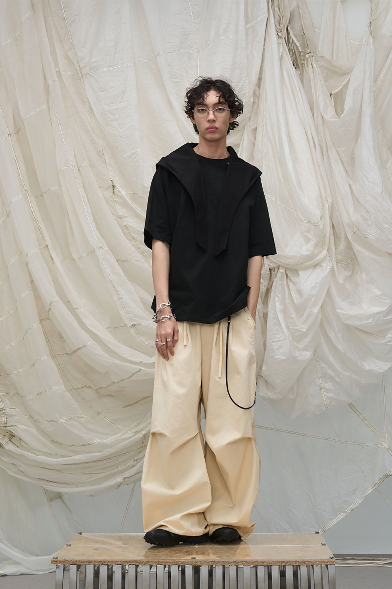 RELABEL Spliced Crinkled Oversized Cargo Pants-Pants-XS-Free Shipping Leatheretro
