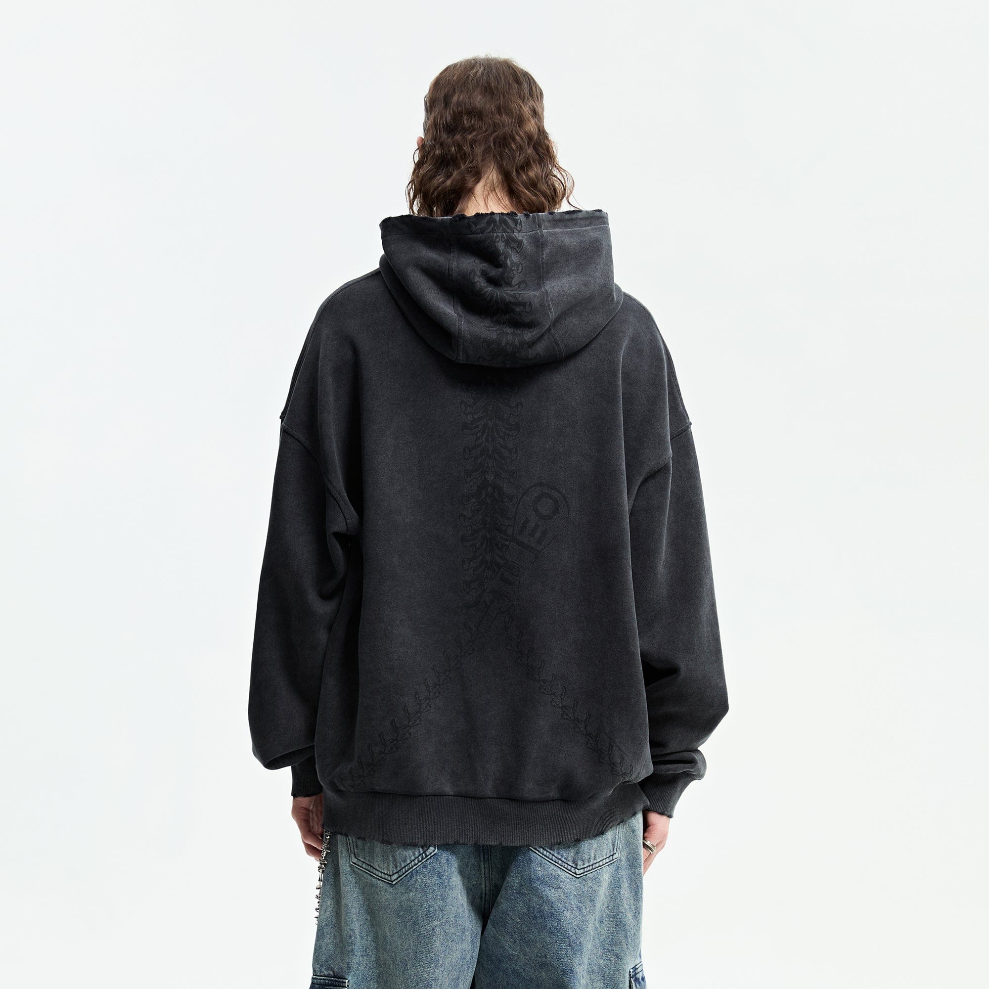 ORGANIC EMOTION Distressed Anatomy Hoodie-Hoodie-Black-XS-Free Shipping Leatheretro