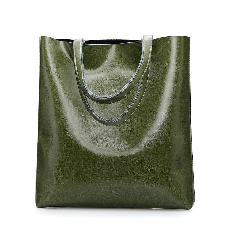 Cow Leather Ladies Shoulder Handbags Women Tote-Tote Bag-Green-Free Shipping Leatheretro