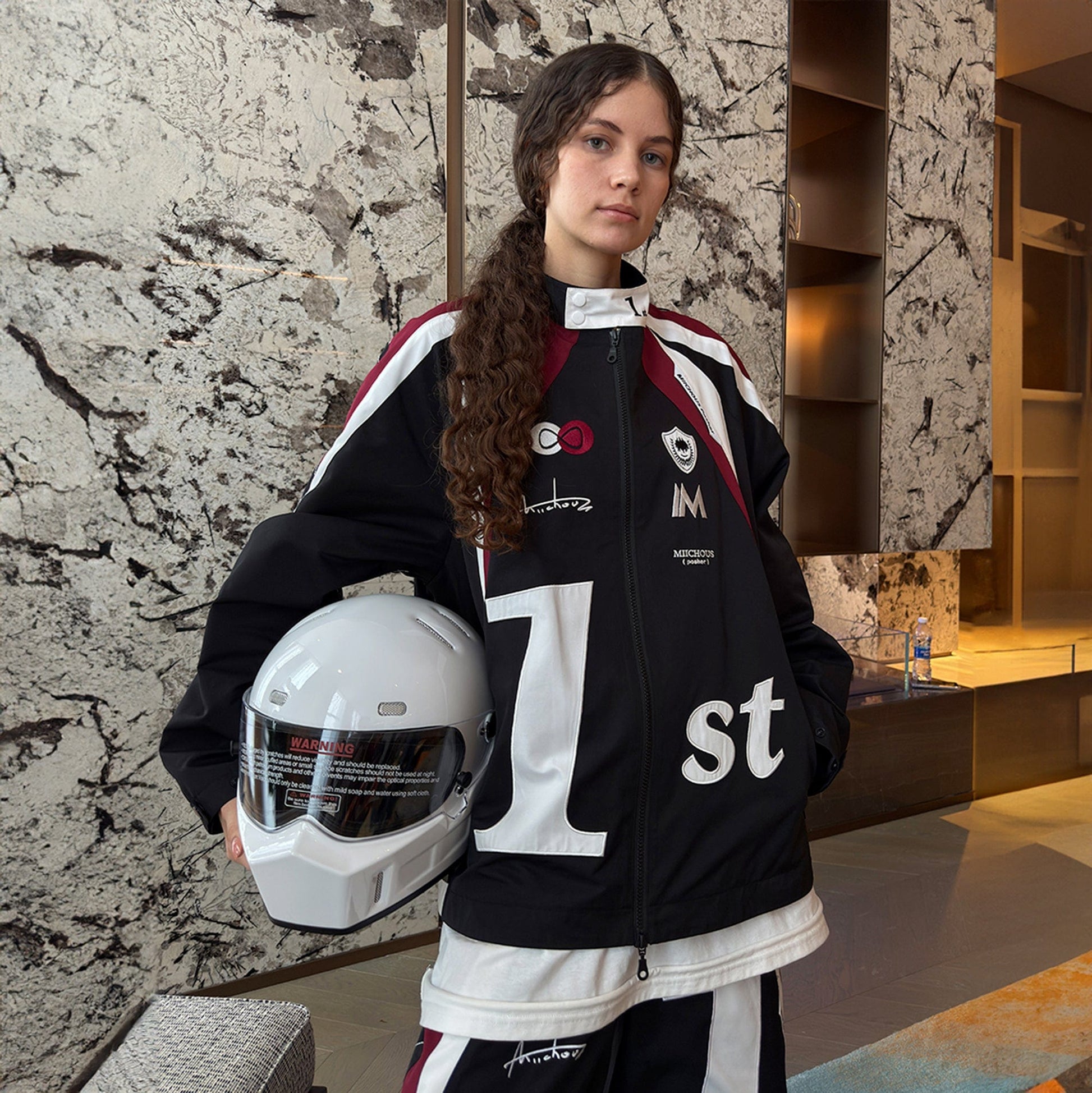 MIICHOUS Infinite Racer Patchwork Spliced Racing Jacket-Jacket-S-Free Shipping Leatheretro