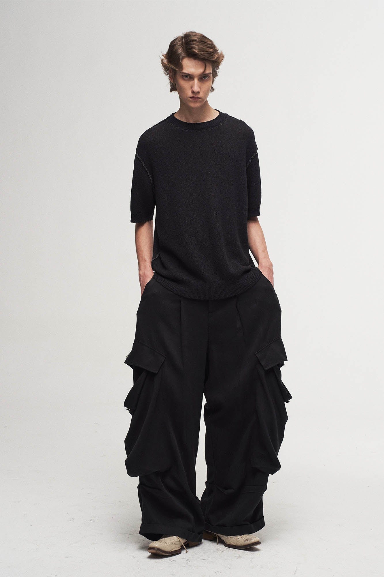 ILNya Nieternite Nifutur Draped Big-Pocket Wide-Leg Cargo Pants-Pants-S(0)-Free Shipping Leatheretro
